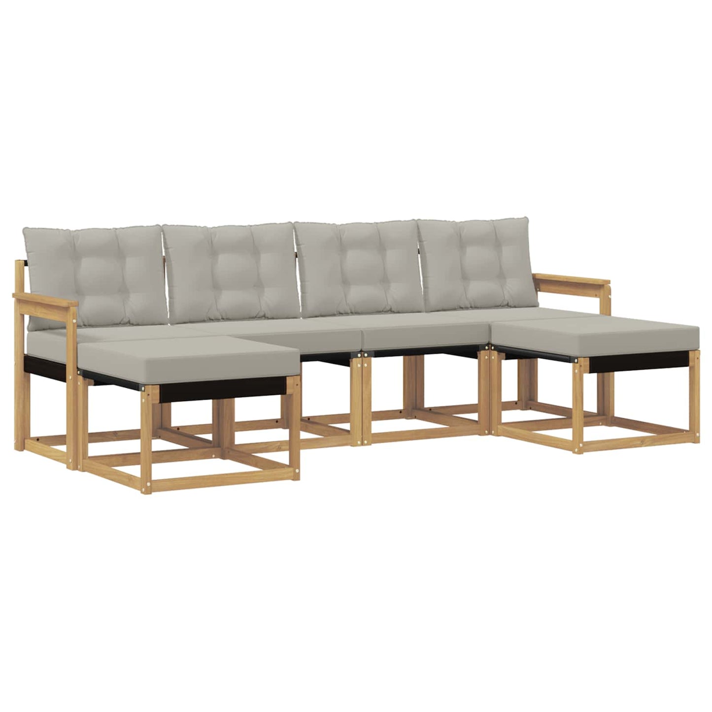 vidaXL Σειρά Καναπέ Εξωτερικού 6 pcs Λευκό και Ανοιχτό Γκρι