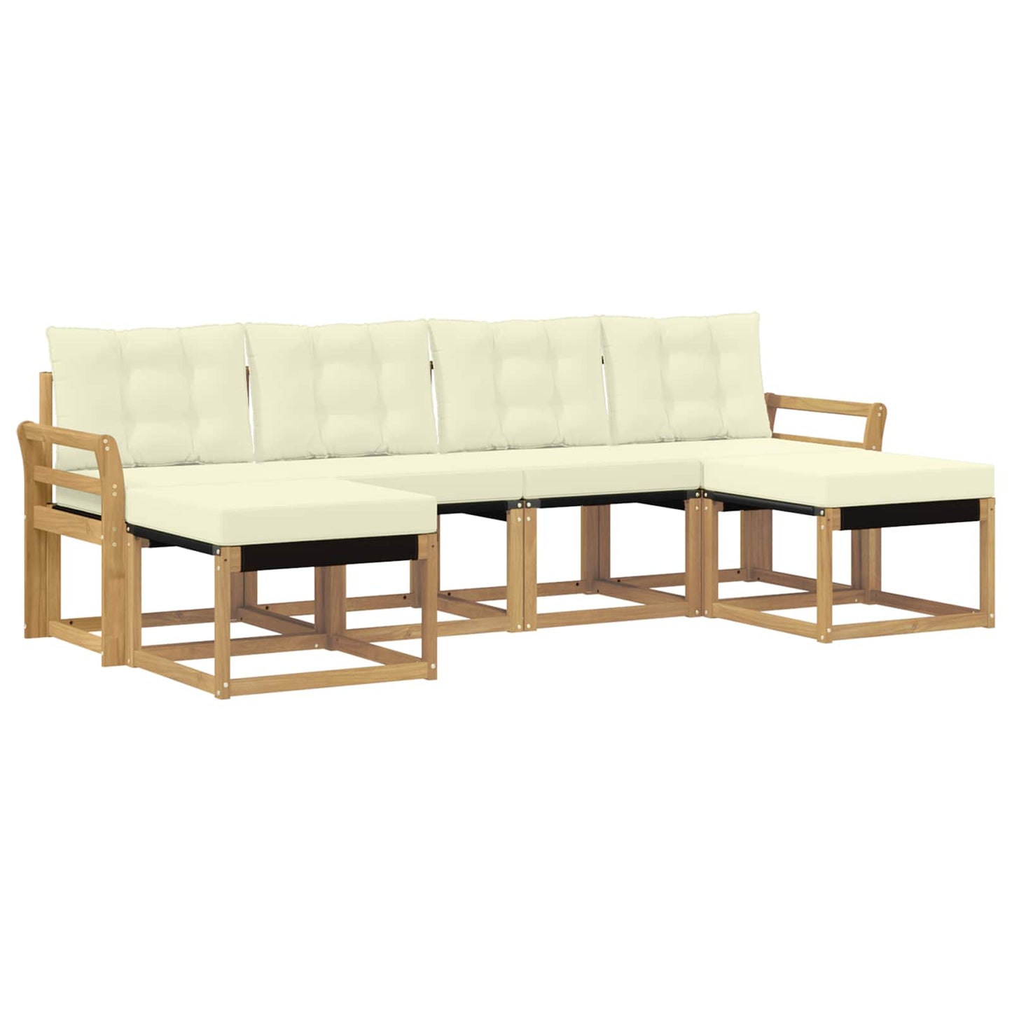 vidaXL Σειρά Καναπέ Εξωτερικού με μαξιλάρι 6 pcs Λευκό και Κρεμ