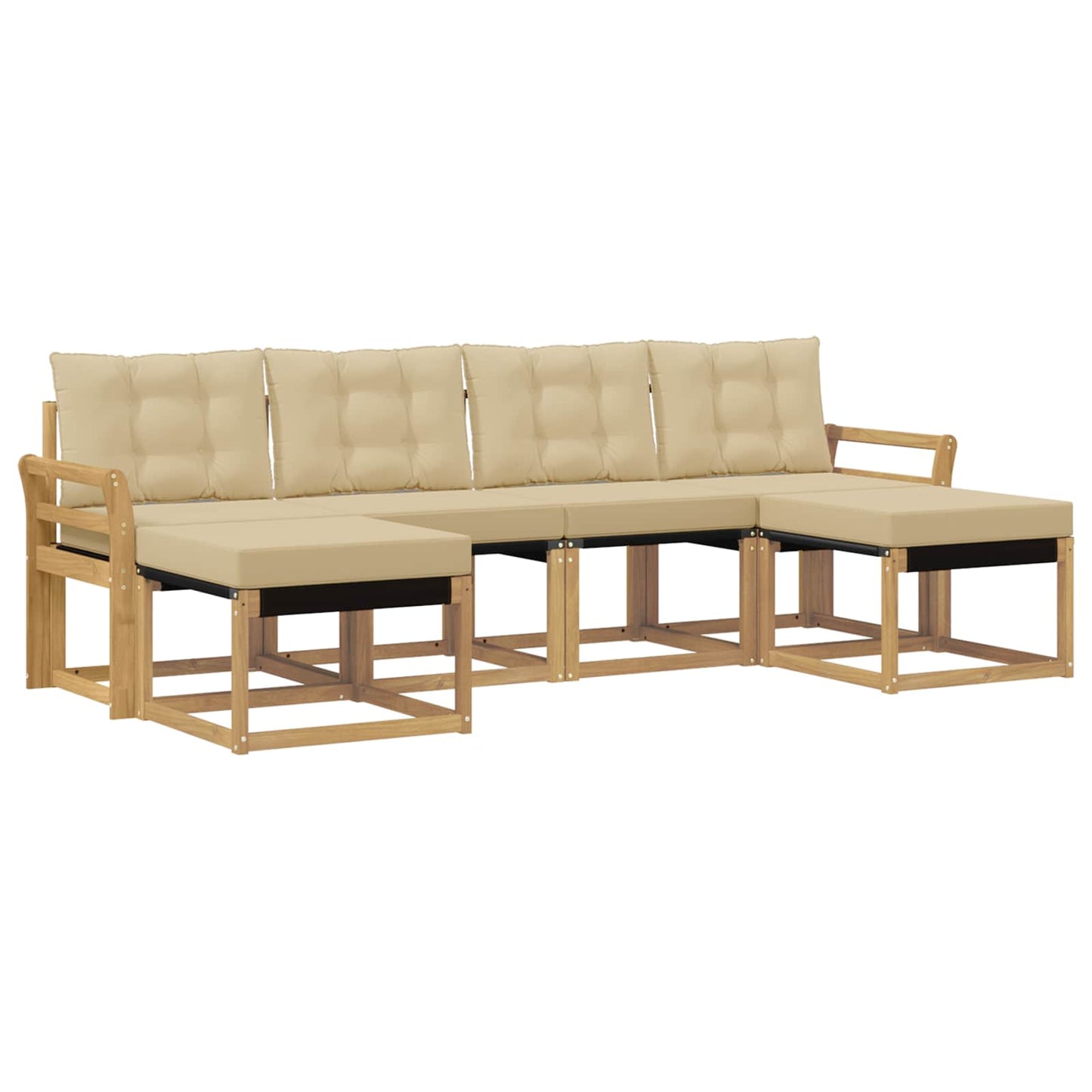 vidaXL Σειρά Καναπέ Εξωτερικού με μαξιλάρι 6 pcs Λευκό και Μπεζ