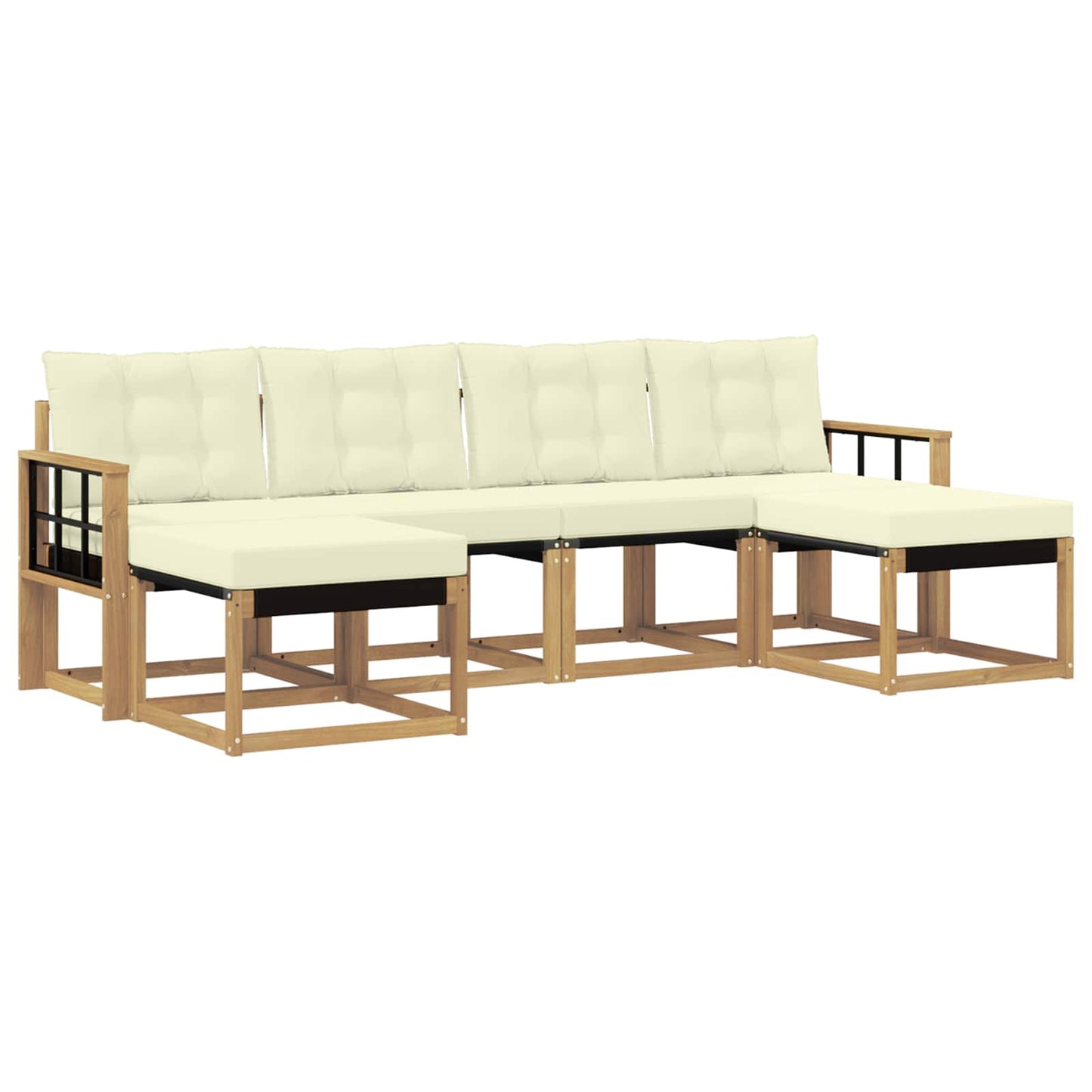 vidaXL Σειρά Καναπέ Εξωτερικού με μαξιλάρι 6 pcs Λευκό και Κρεμ