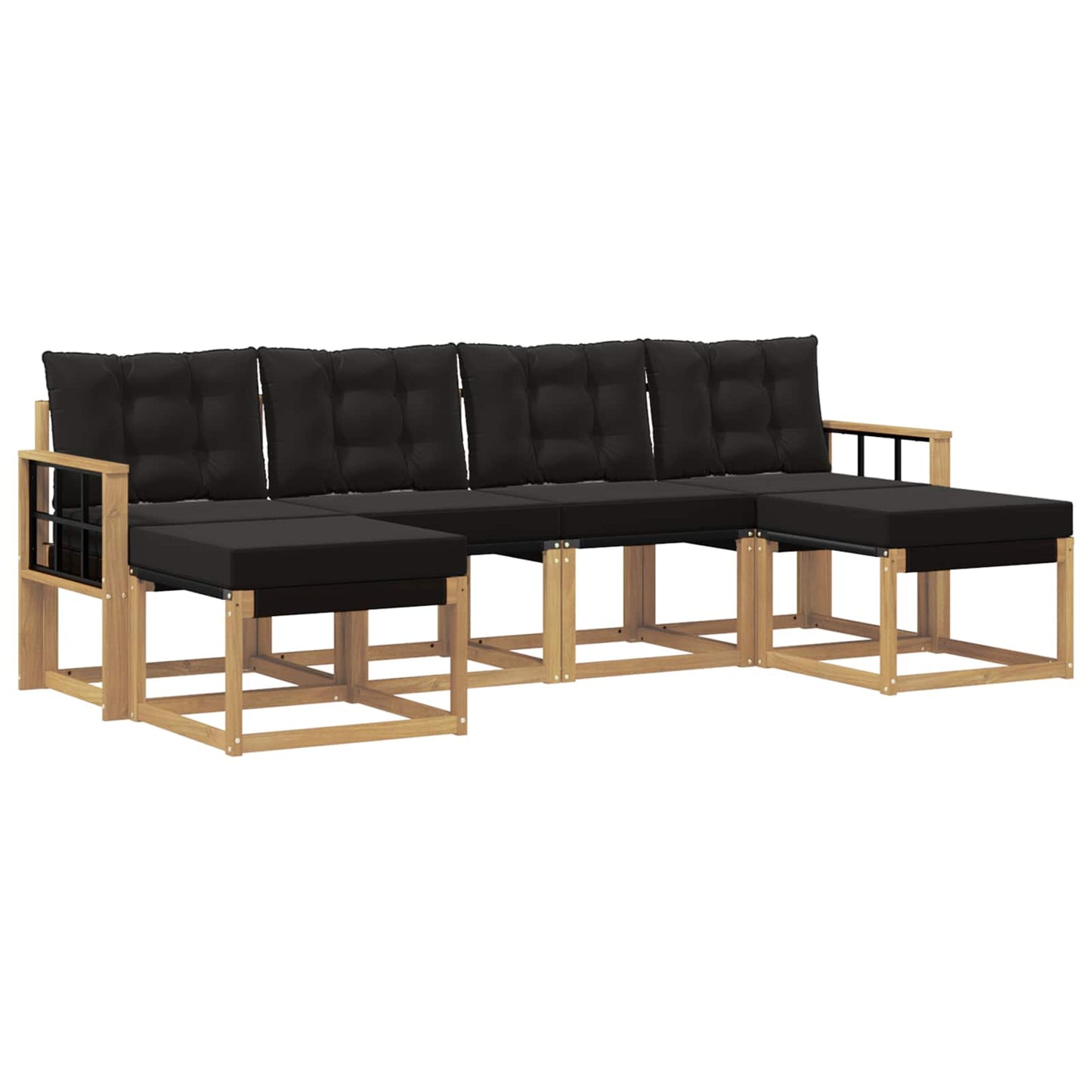vidaXL Σειρά Καναπέ Εξωτερικού με μαξιλάρι 6 pcs Λευκό και Μαύρο