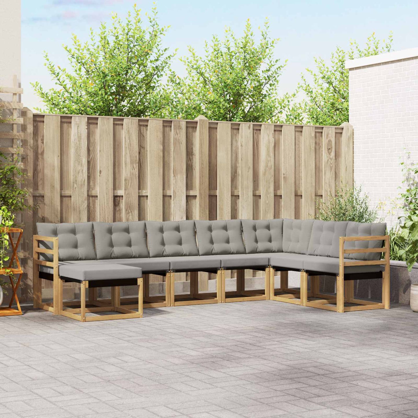 vidaXL Σειρά Καναπέ Εξωτερικού 8 pcs Λευκό και Ανοιχτό Γκρι