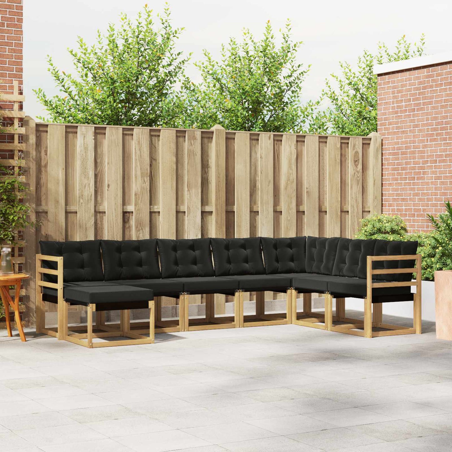 vidaXL Σειρά Καναπέ Εξωτερικού με μαξιλάρι 8 pcs Λευκό και Μαύρο