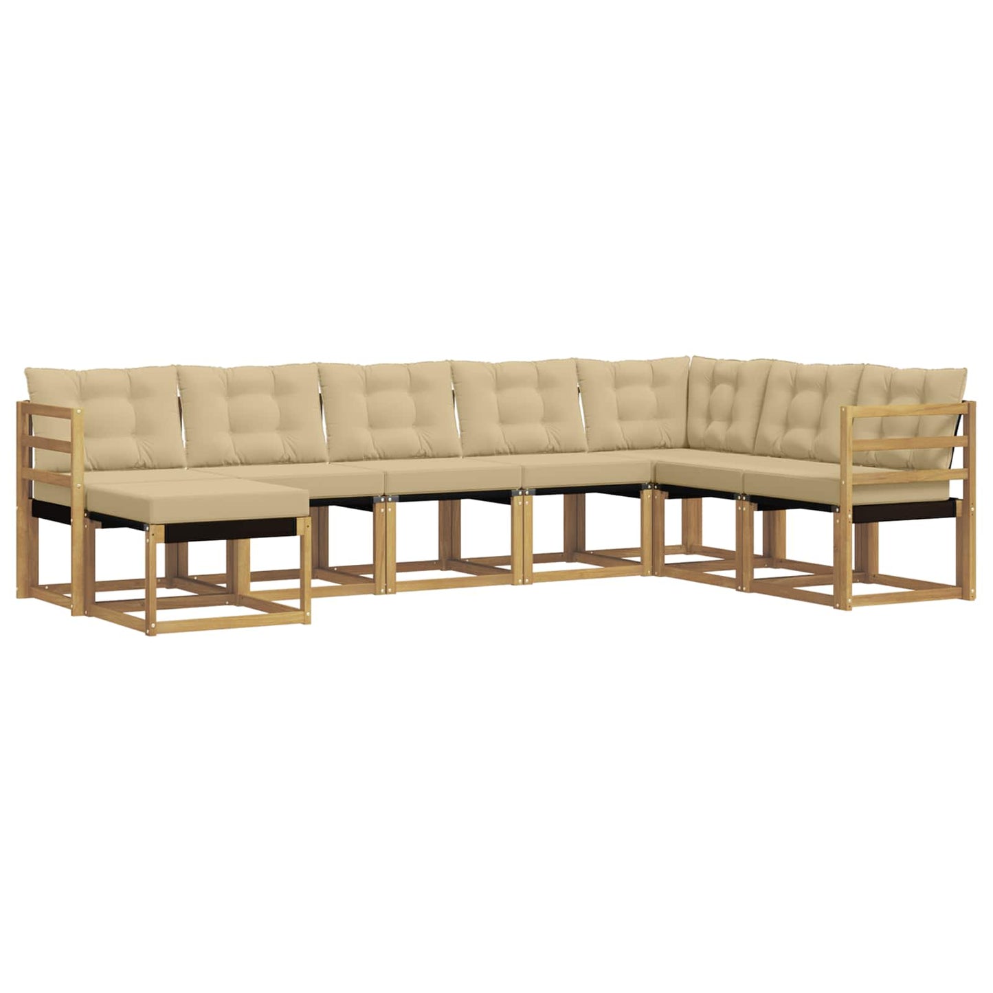vidaXL Σειρά Καναπέ Εξωτερικού με μαξιλάρι 8 pcs Λευκό και Μπεζ