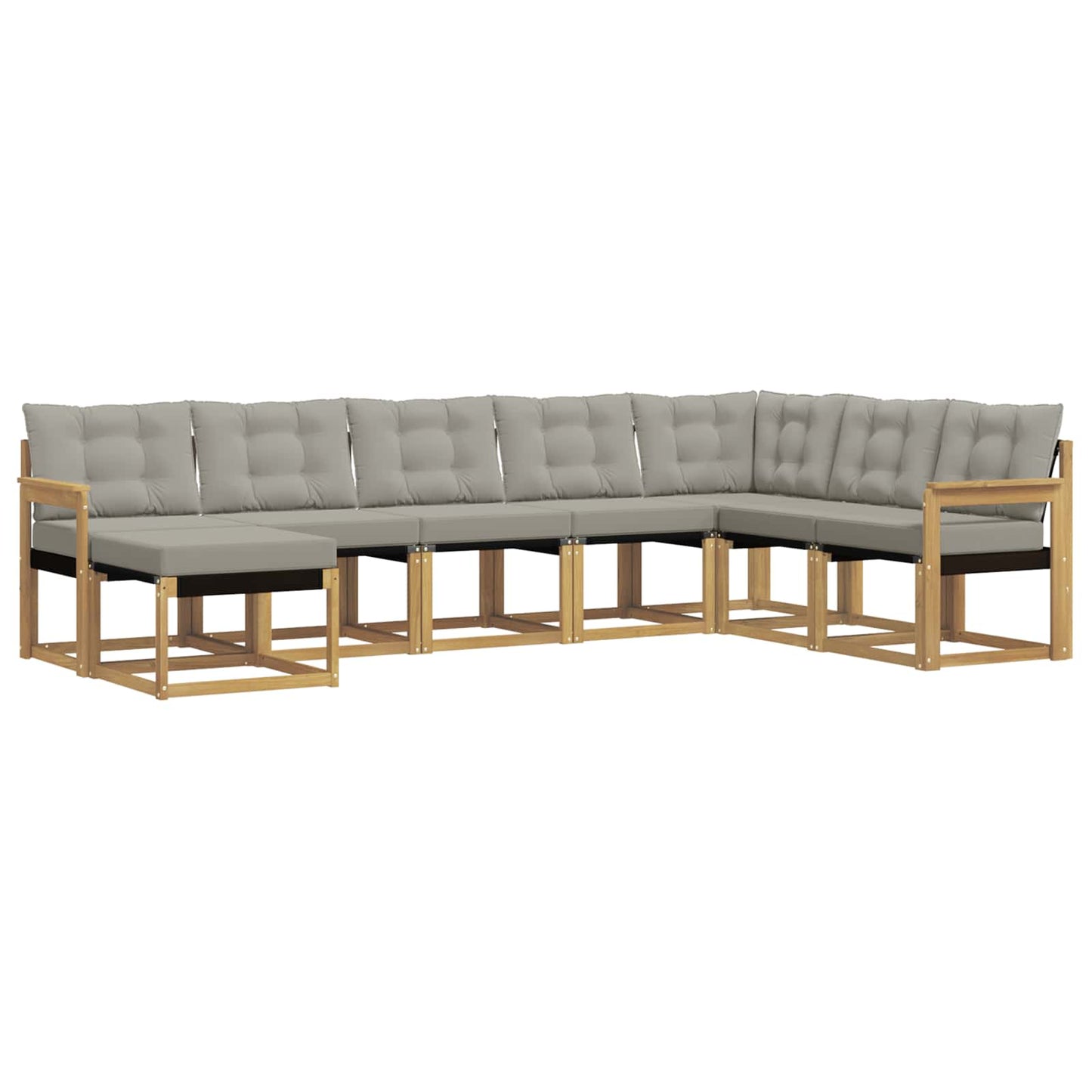 vidaXL Σειρά Καναπέ Εξωτερικού 8 pcs Λευκό και Ανοιχτό Γκρι