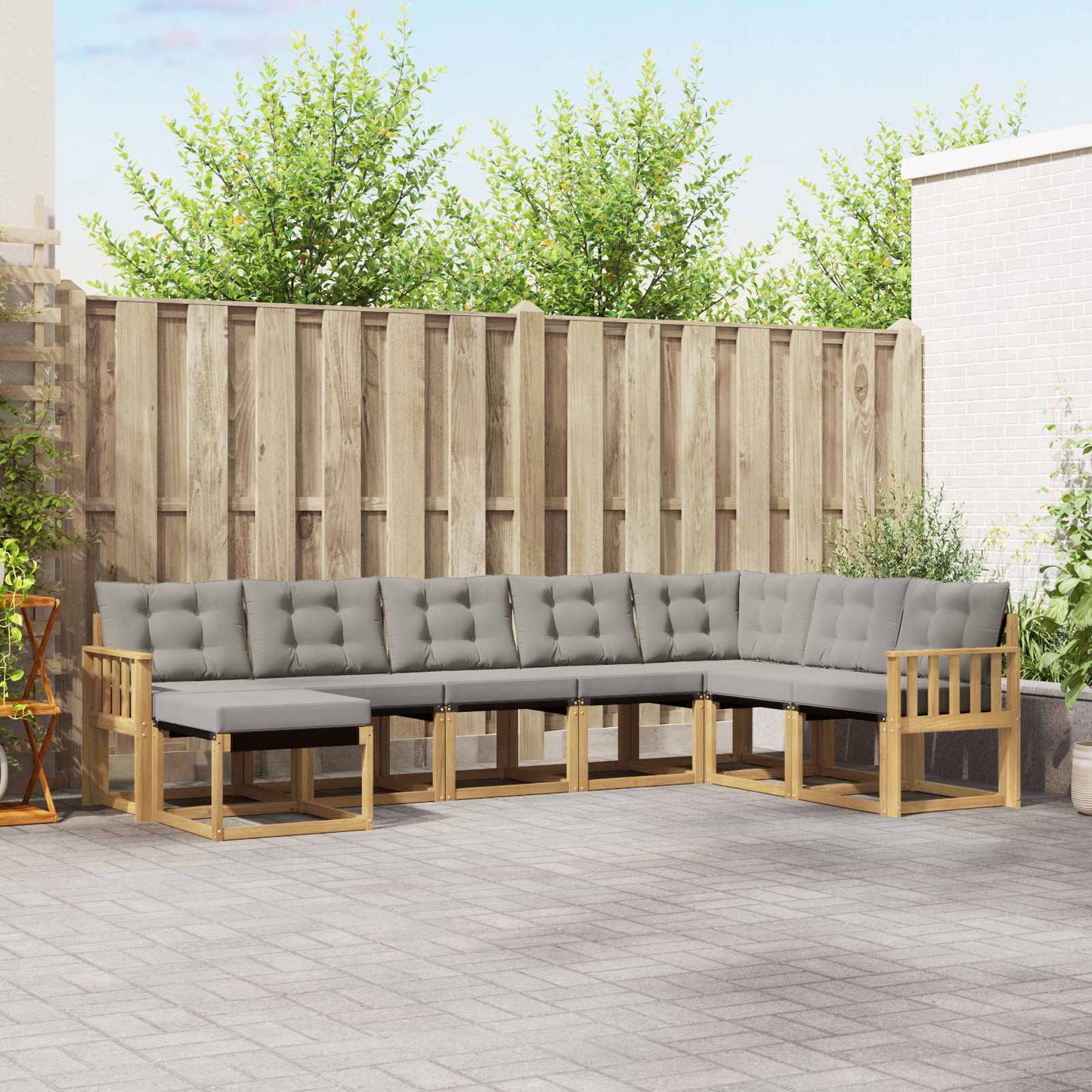 vidaXL Σειρά Καναπέ Εξωτερικού 8 pcs Λευκό και Ανοιχτό Γκρι