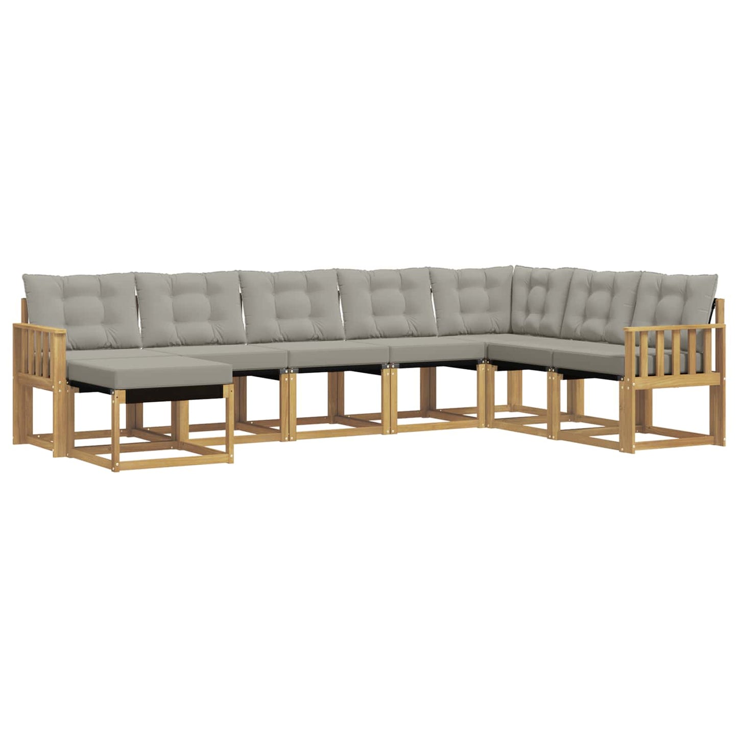vidaXL Σειρά Καναπέ Εξωτερικού 8 pcs Λευκό και Ανοιχτό Γκρι