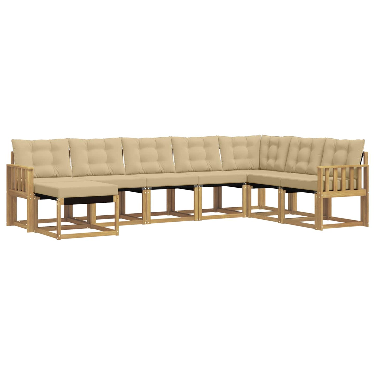 vidaXL Σειρά Καναπέ Εξωτερικού με μαξιλάρι 8 pcs Λευκό και Μπεζ