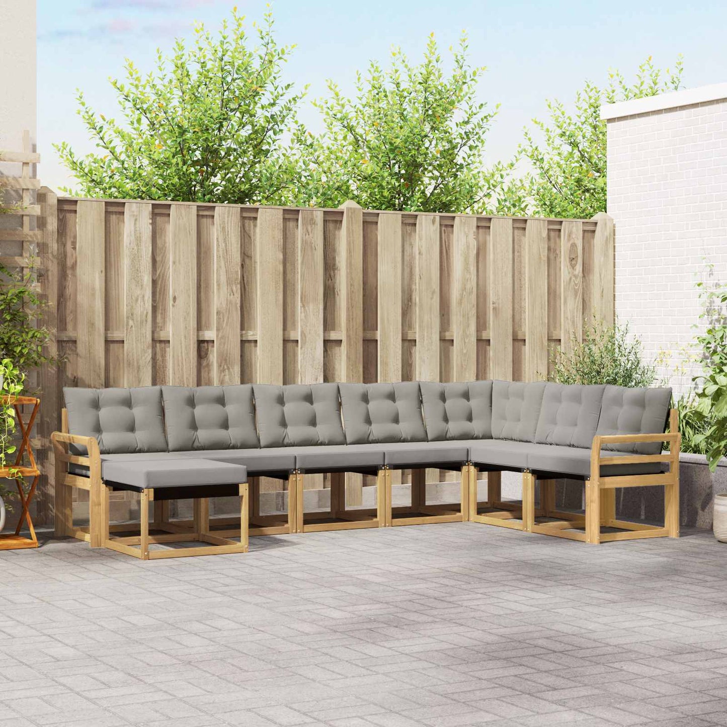 vidaXL Σειρά Καναπέ Εξωτερικού 8 pcs Λευκό και Ανοιχτό Γκρι
