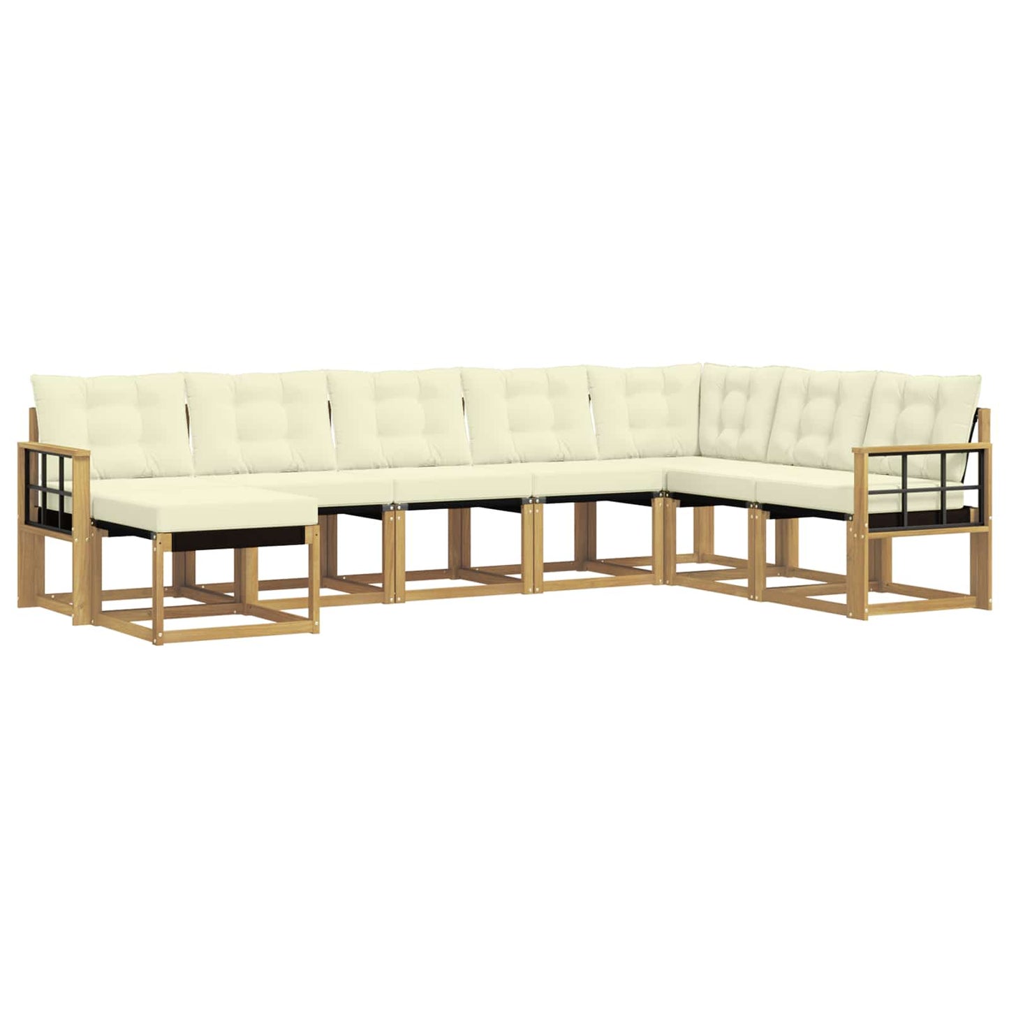 vidaXL Σειρά Καναπέ Εξωτερικού με μαξιλάρι 8 pcs Λευκό και Κρεμ
