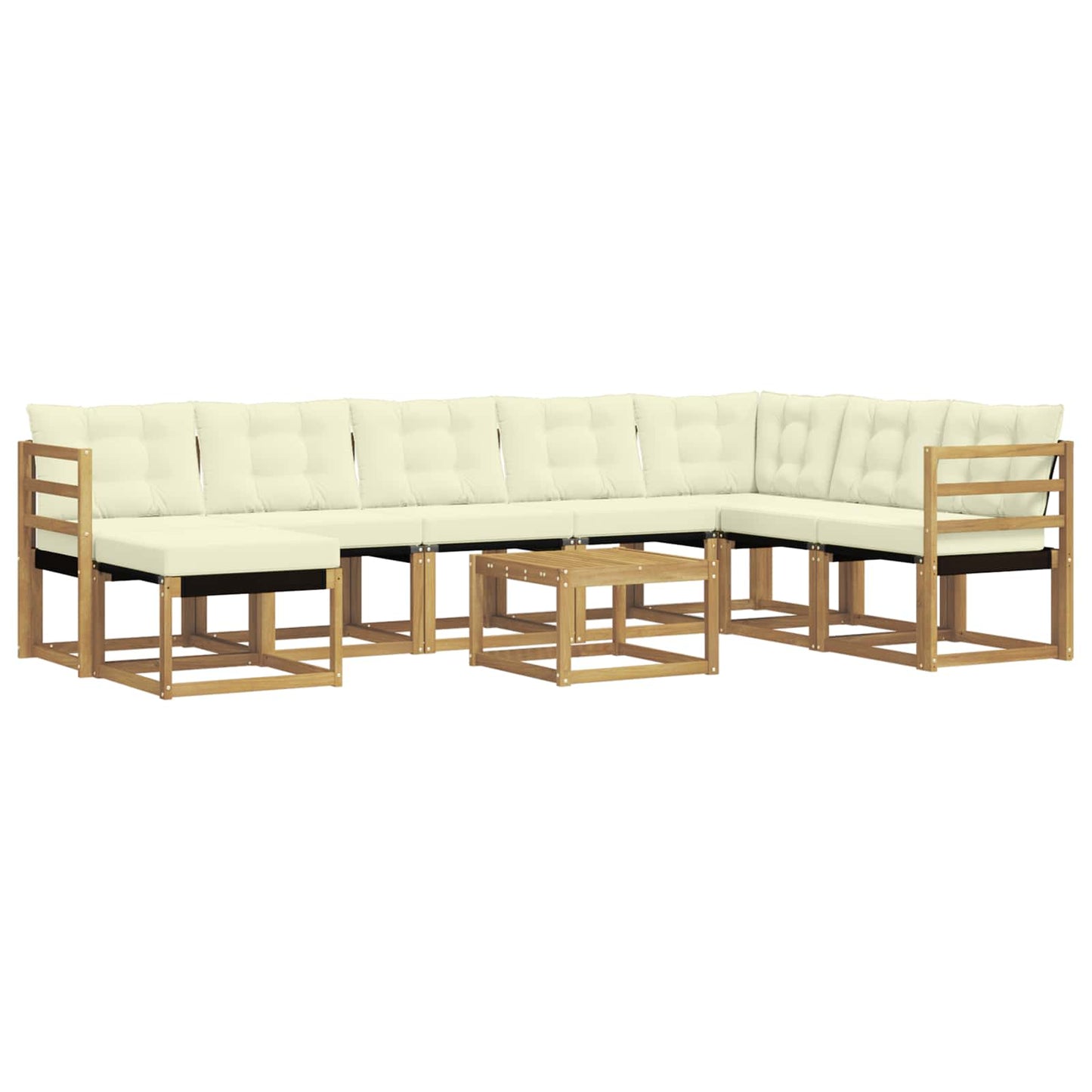 vidaXL Σειρά Καναπέ Εξωτερικού με μαξιλάρι 9 pcs Λευκό και Κρεμ