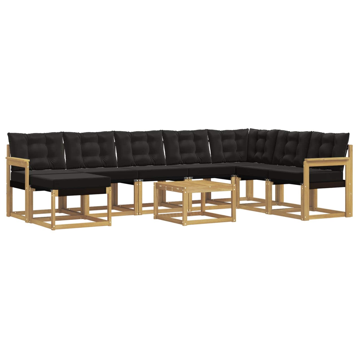 vidaXL Σειρά Καναπέ Εξωτερικού με μαξιλάρι 9 pcs Λευκό και Μαύρο
