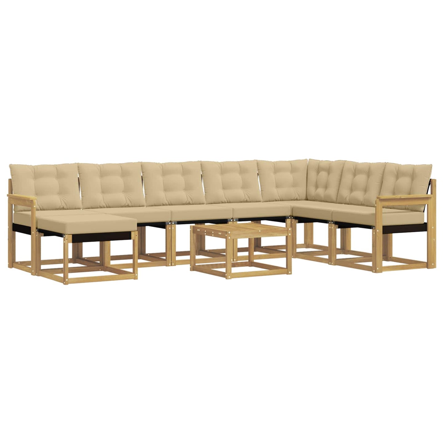 vidaXL Σειρά Καναπέ Εξωτερικού με μαξιλάρι 9 pcs Λευκό και Μπεζ