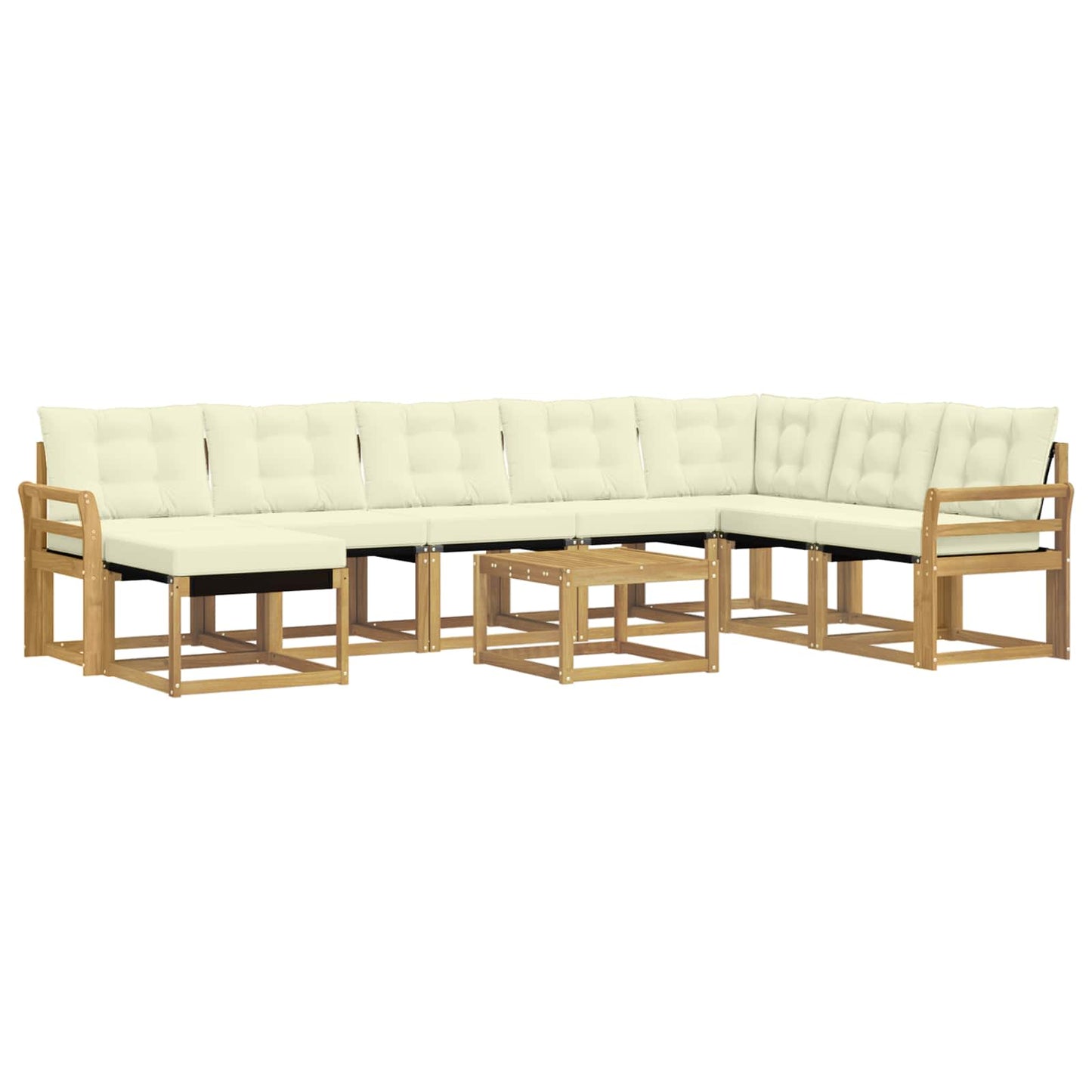 vidaXL Σειρά Καναπέ Εξωτερικού με μαξιλάρι 9 pcs Λευκό και Κρεμ