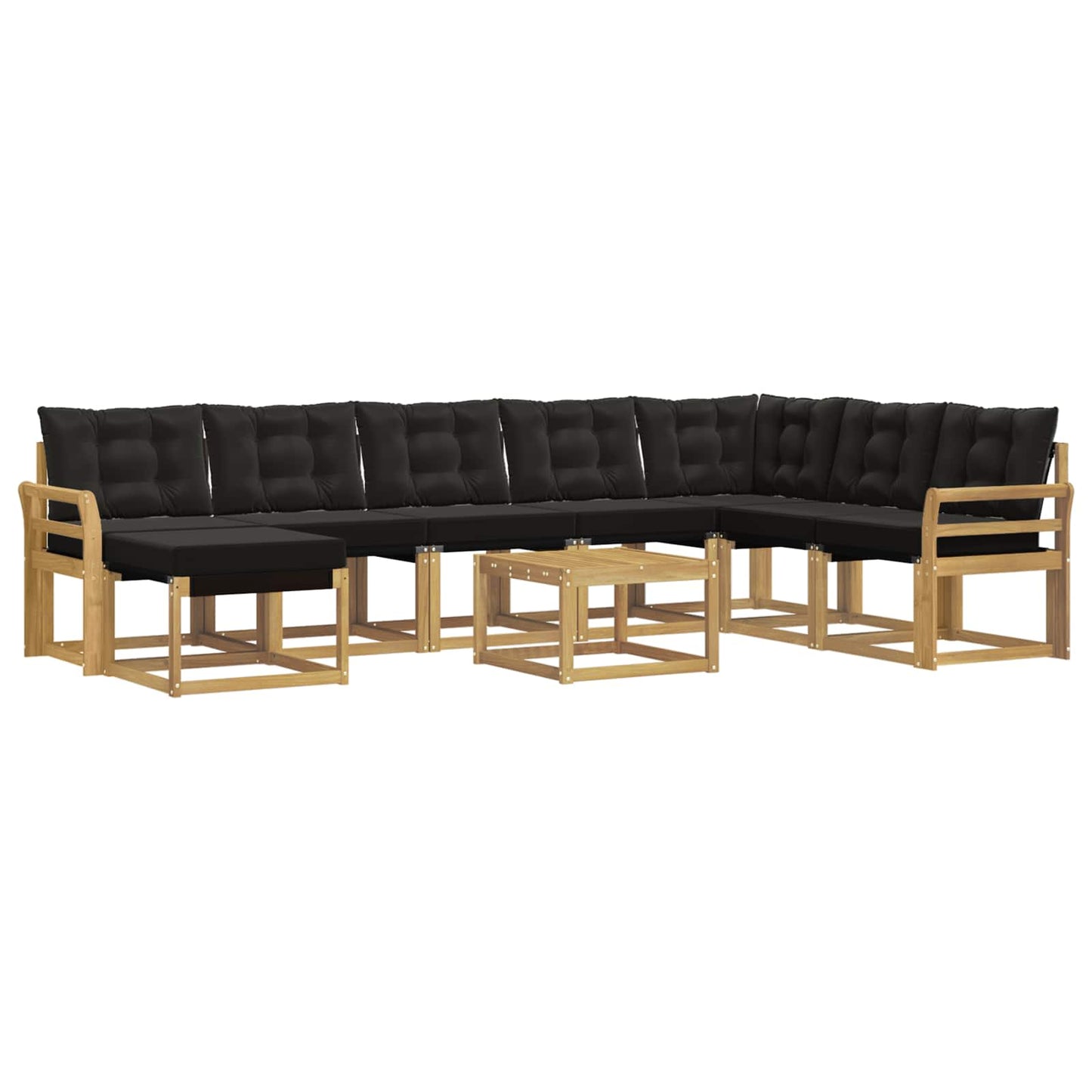 vidaXL Σειρά Καναπέ Εξωτερικού με μαξιλάρι 9 pcs Λευκό και Μαύρο