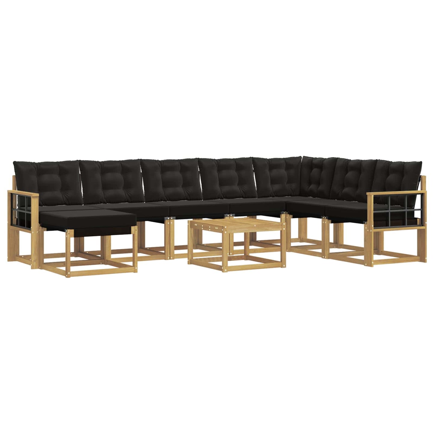 vidaXL Σειρά Καναπέ Εξωτερικού με μαξιλάρι 9 pcs Λευκό και Μαύρο