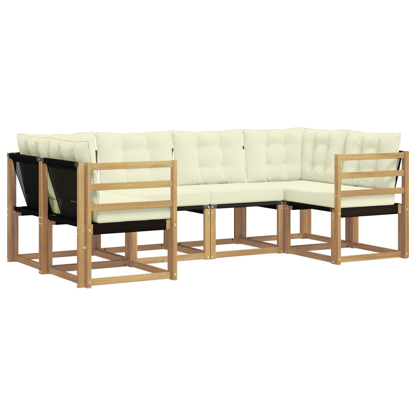 vidaXL Σειρά Καναπέ Εξωτερικού με μαξιλάρι 6 pcs Λευκό και Κρεμ