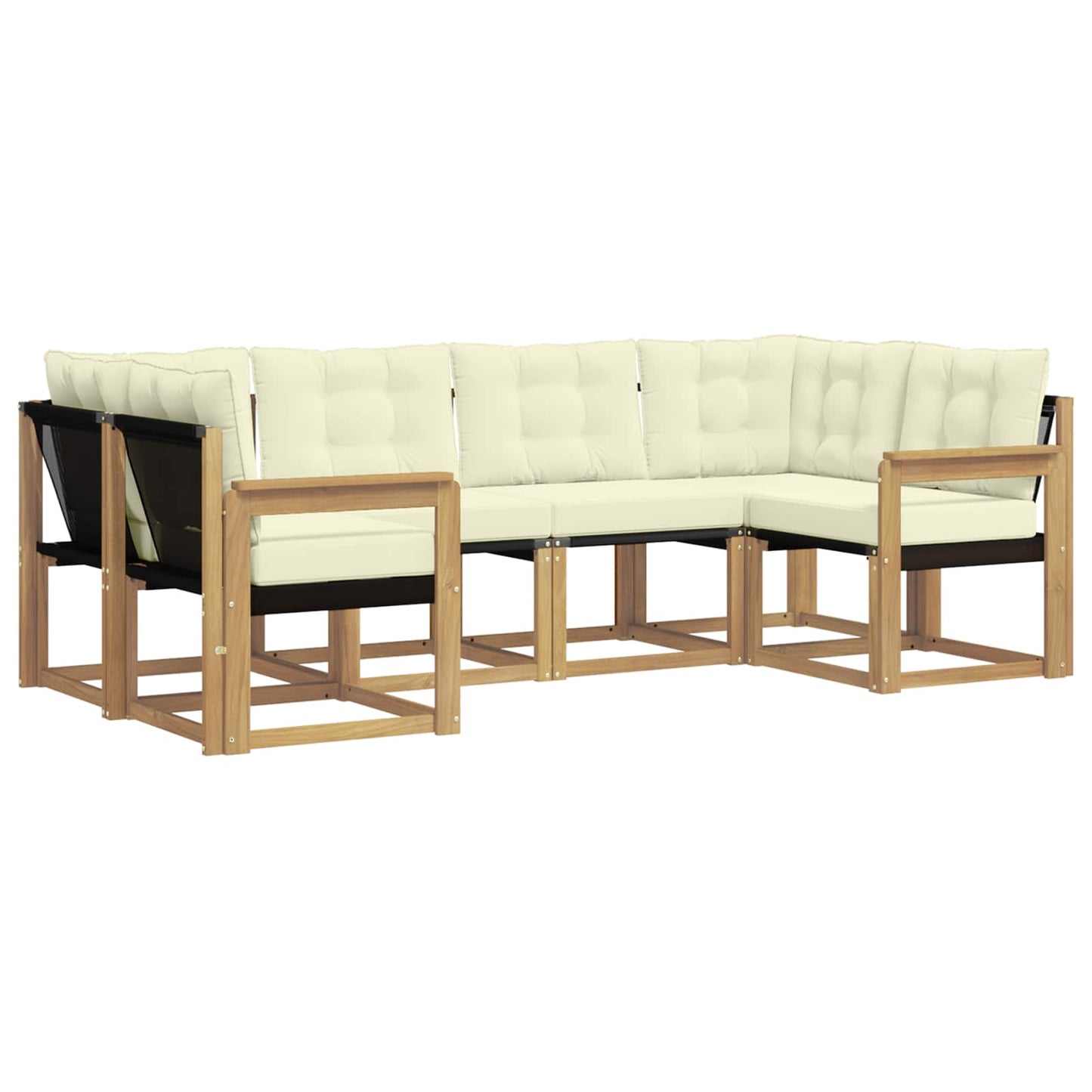 vidaXL Σειρά Καναπέ Εξωτερικού με μαξιλάρι 6 pcs Λευκό και Κρεμ