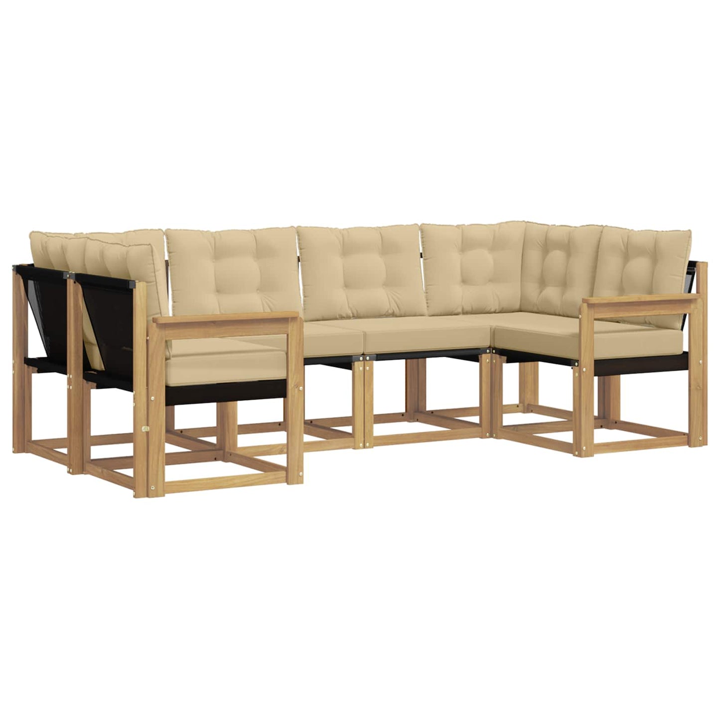 vidaXL Σειρά Καναπέ Εξωτερικού με μαξιλάρι 6 pcs Λευκό και Μπεζ