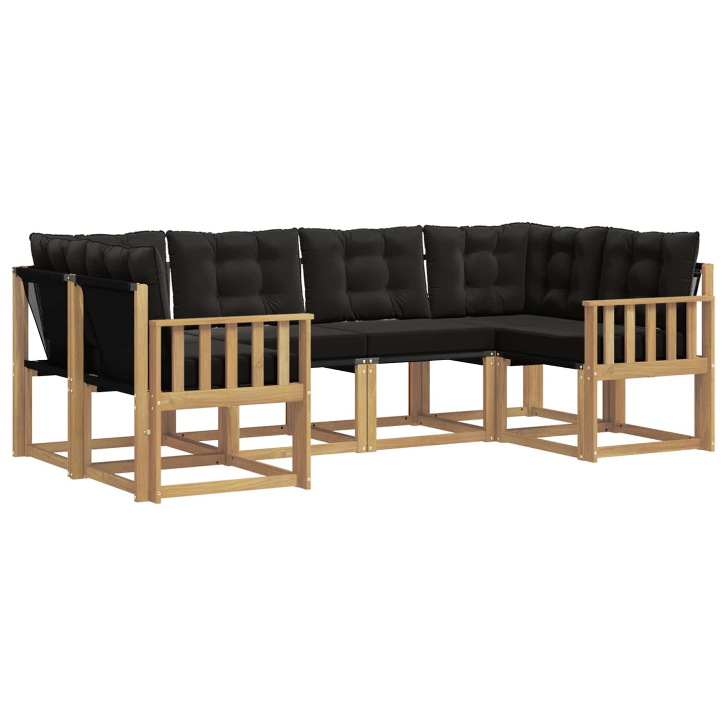 vidaXL Σειρά Καναπέ Εξωτερικού με μαξιλάρι 6 pcs Λευκό και Μαύρο