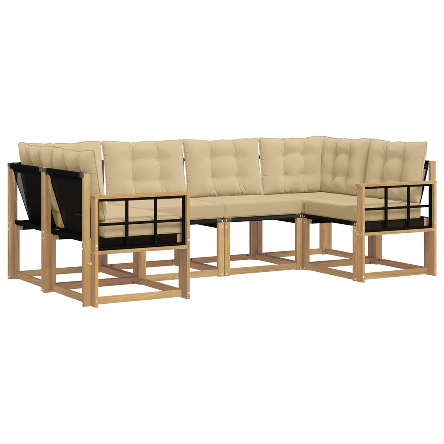 vidaXL Σειρά Καναπέ Εξωτερικού με μαξιλάρι 6 pcs Λευκό και Μπεζ