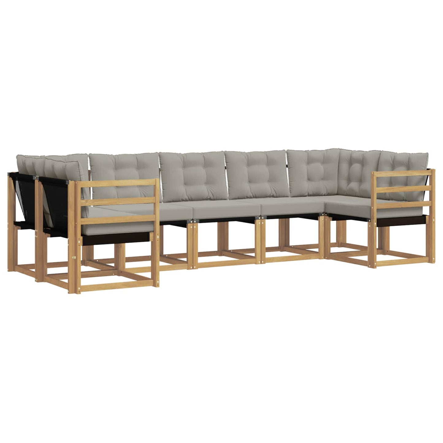 vidaXL Σειρά Καναπέ Εξωτερικού 7 pcs Λευκό και Ανοιχτό Γκρι