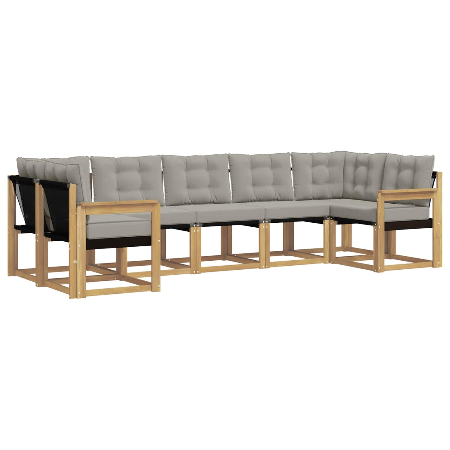 vidaXL Σειρά Καναπέ Εξωτερικού 7 pcs Λευκό και Ανοιχτό Γκρι