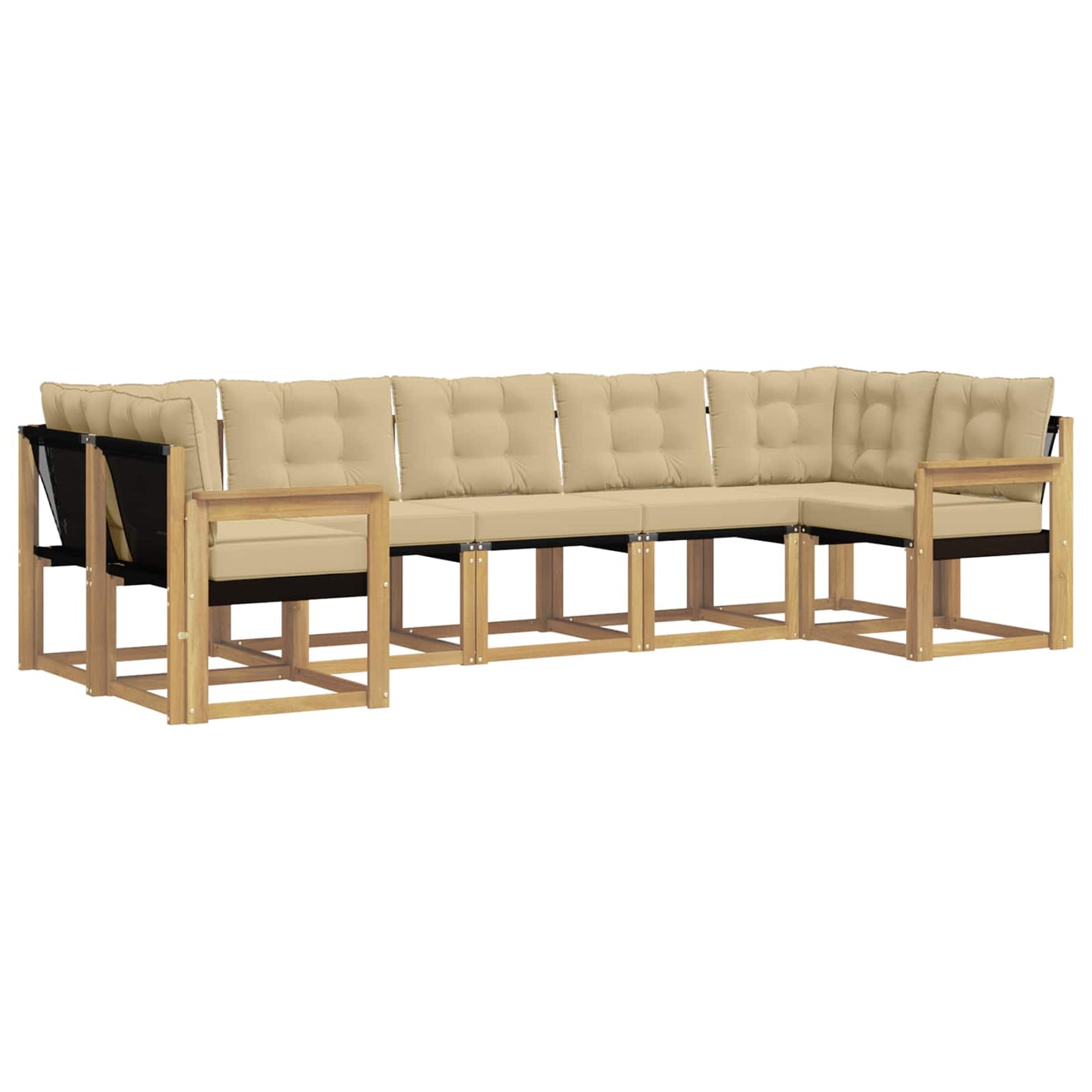 vidaXL Σειρά Καναπέ Εξωτερικού με μαξιλάρι 7 pcs Λευκό και Μπεζ