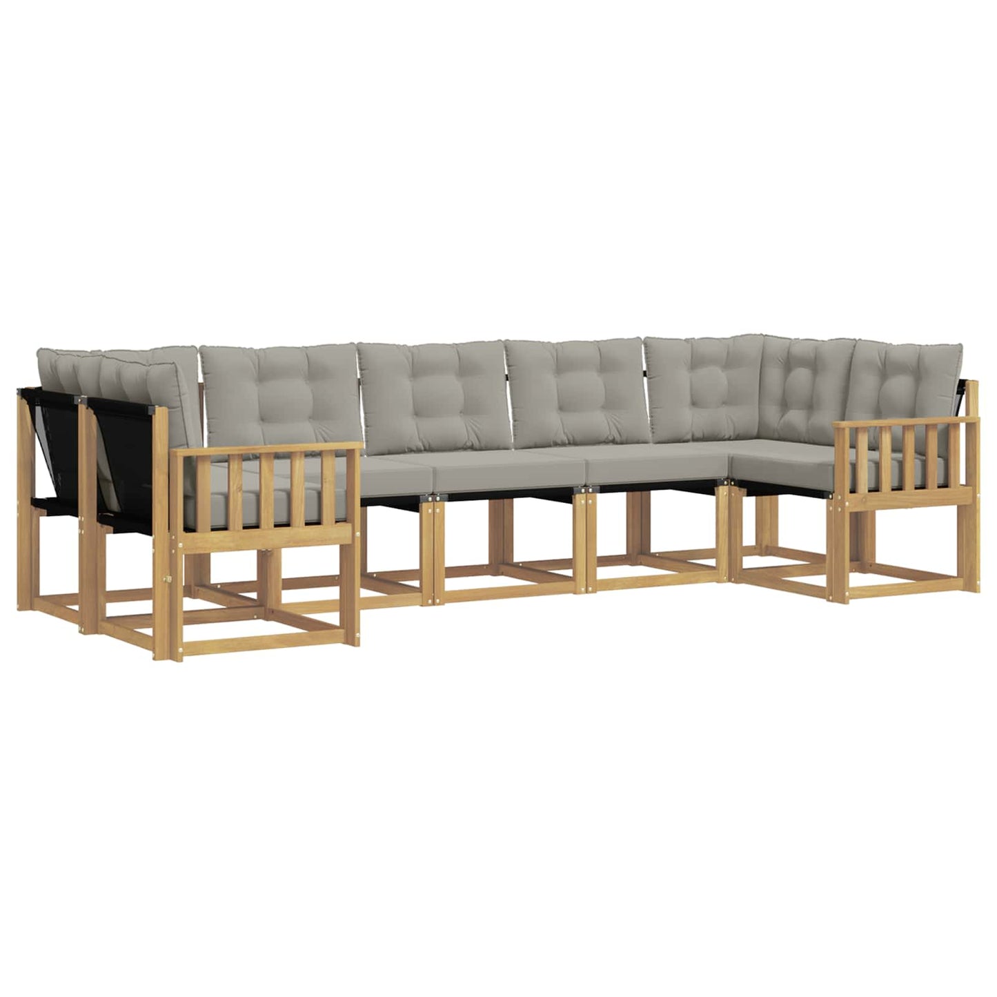 vidaXL Σειρά Καναπέ Εξωτερικού 7 pcs Λευκό και Ανοιχτό Γκρι