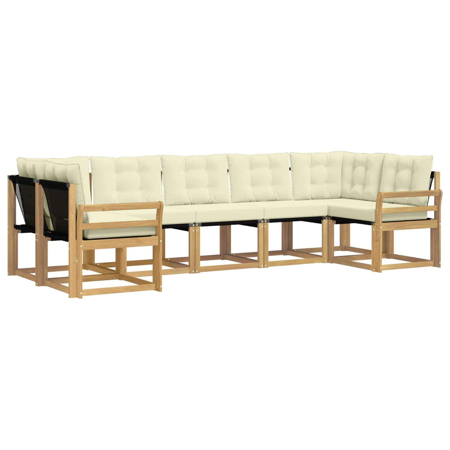vidaXL Σειρά Καναπέ Εξωτερικού με μαξιλάρι 7 pcs Λευκό και Κρεμ