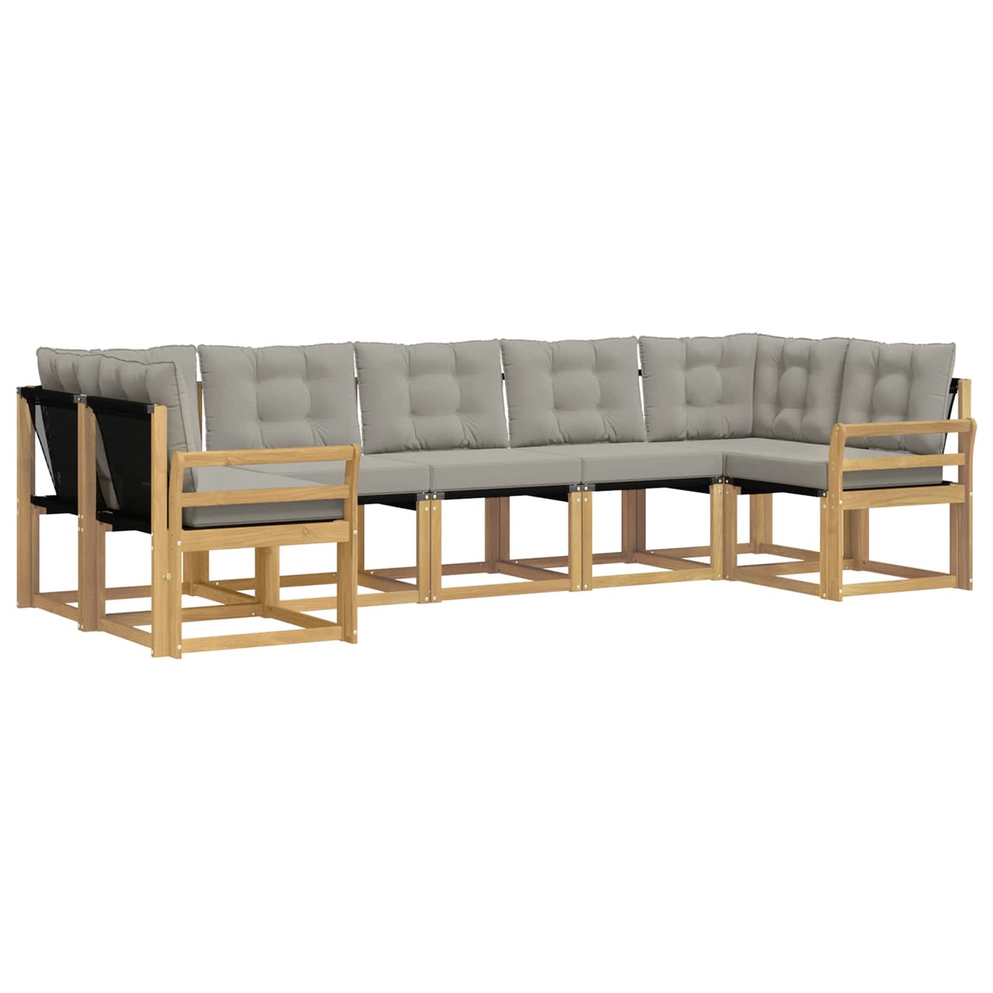 vidaXL Σειρά Καναπέ Εξωτερικού 7 pcs Λευκό και Ανοιχτό Γκρι