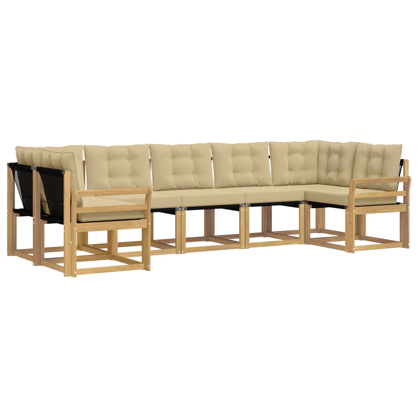 vidaXL Σειρά Καναπέ Εξωτερικού με μαξιλάρι 7 pcs Λευκό και Μπεζ