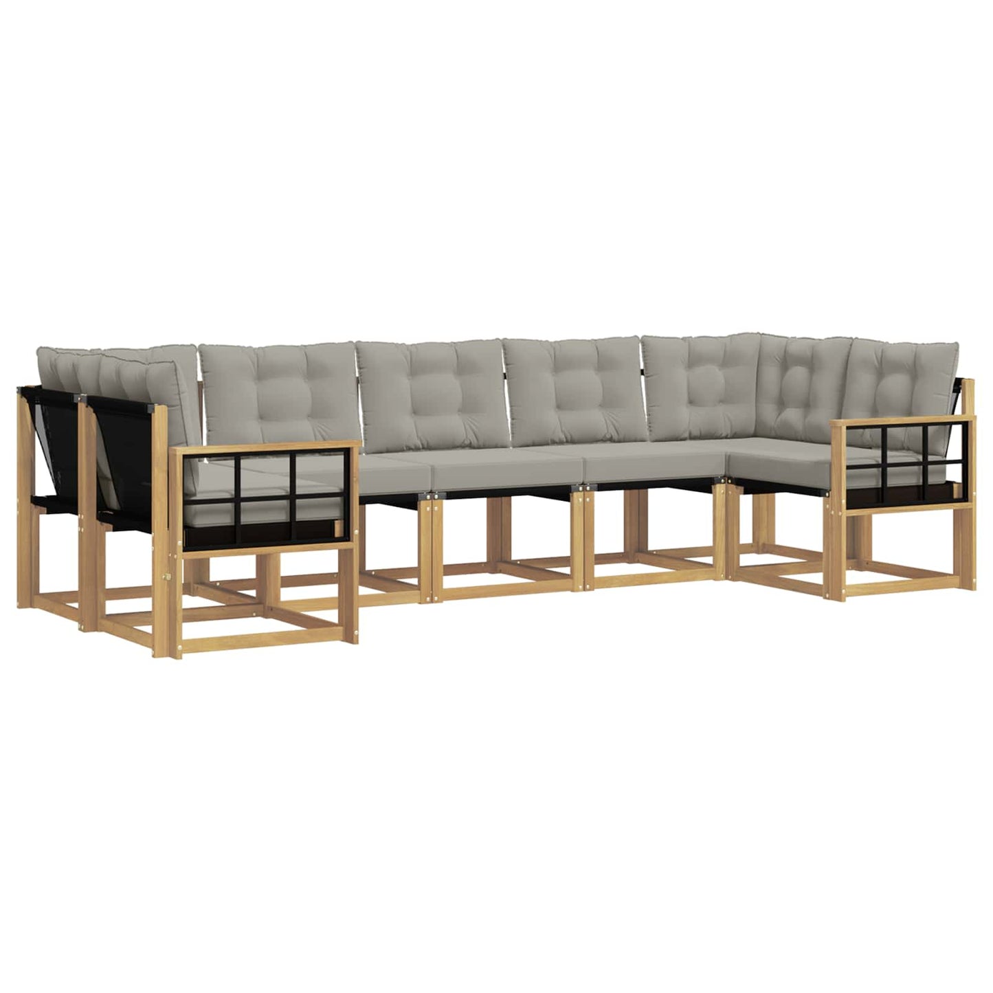 vidaXL Σειρά Καναπέ Εξωτερικού 7 pcs Λευκό και Ανοιχτό Γκρι
