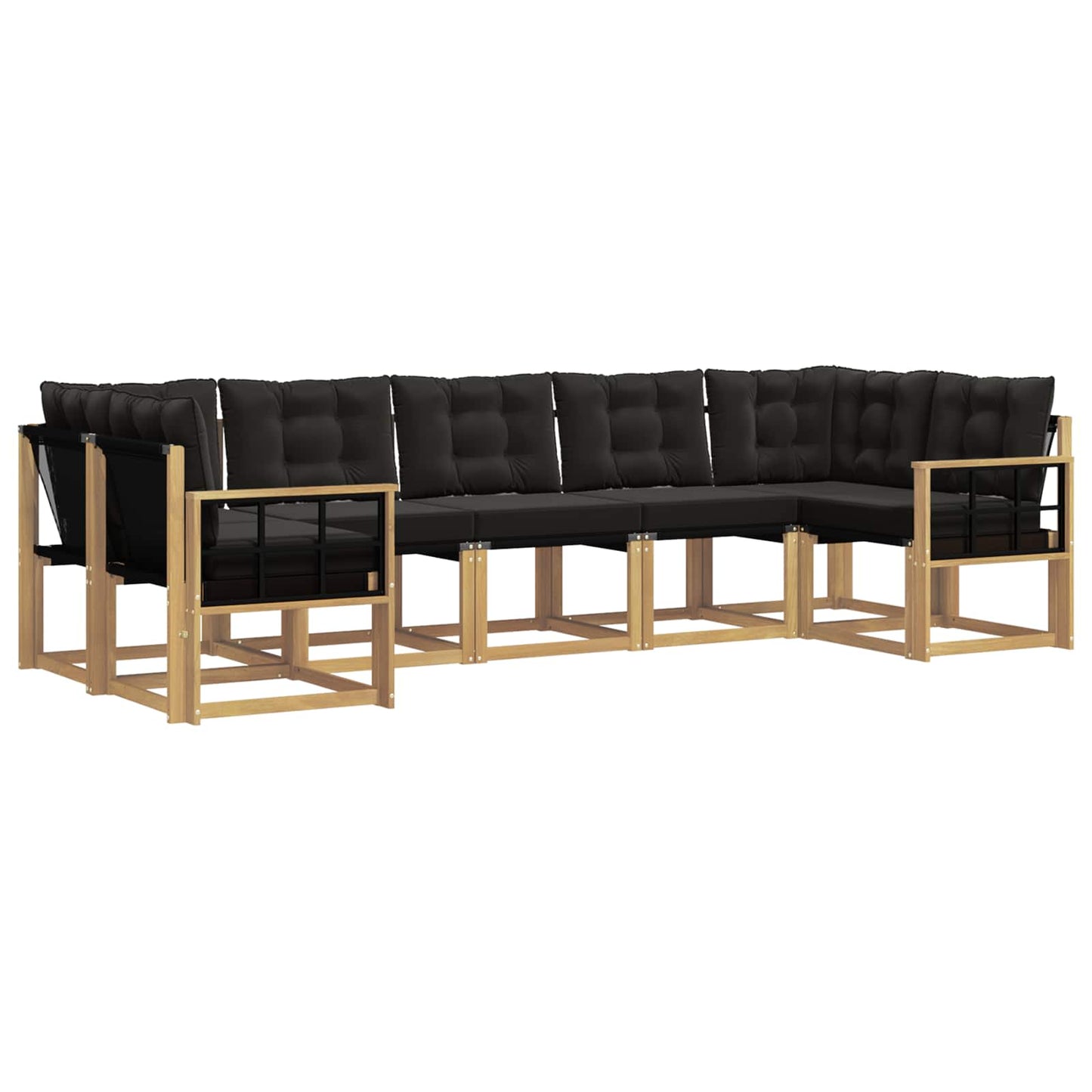 vidaXL Σειρά Καναπέ Εξωτερικού με μαξιλάρι 7 pcs Λευκό και Μαύρο