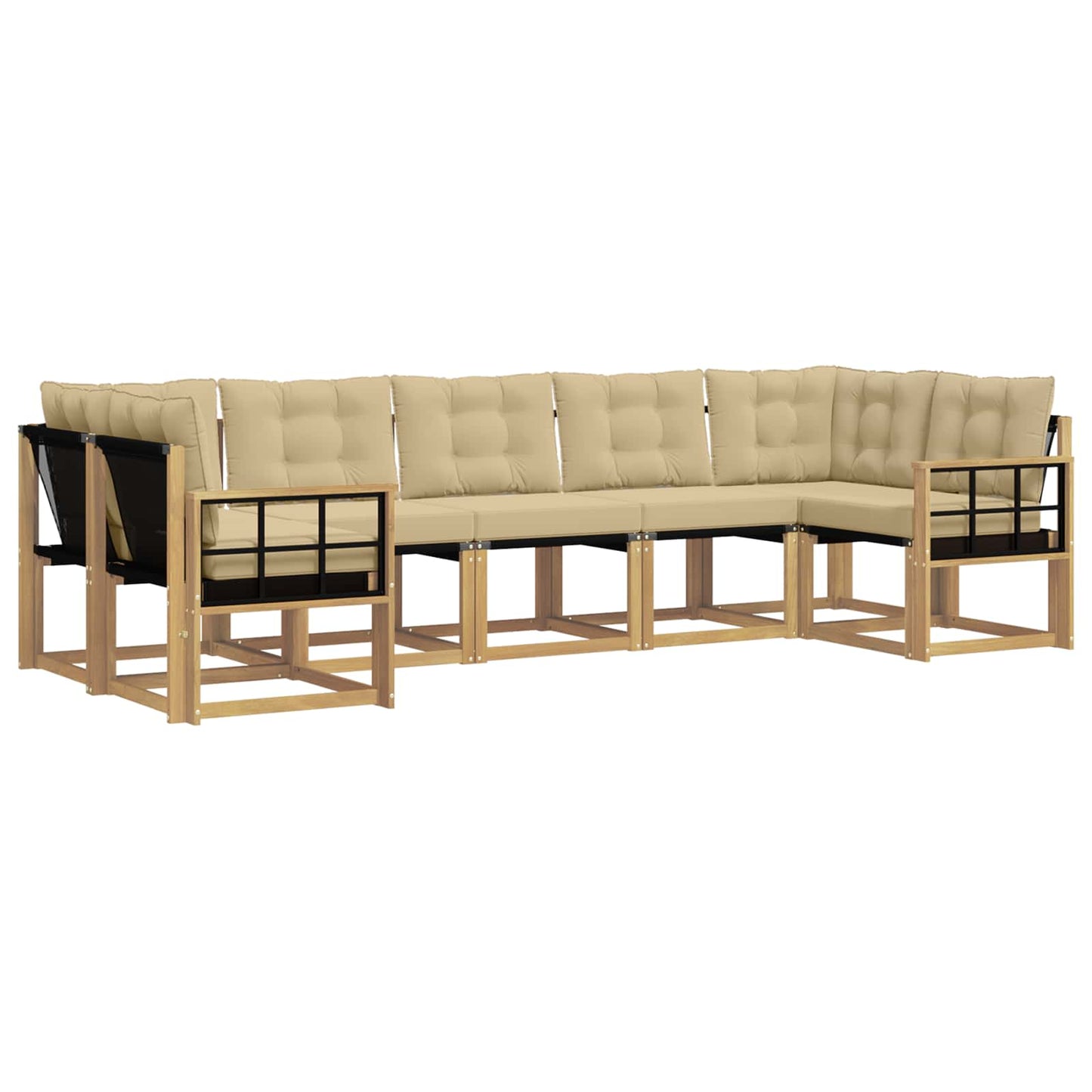vidaXL Σειρά Καναπέ Εξωτερικού με μαξιλάρι 7 pcs Λευκό και Μπεζ