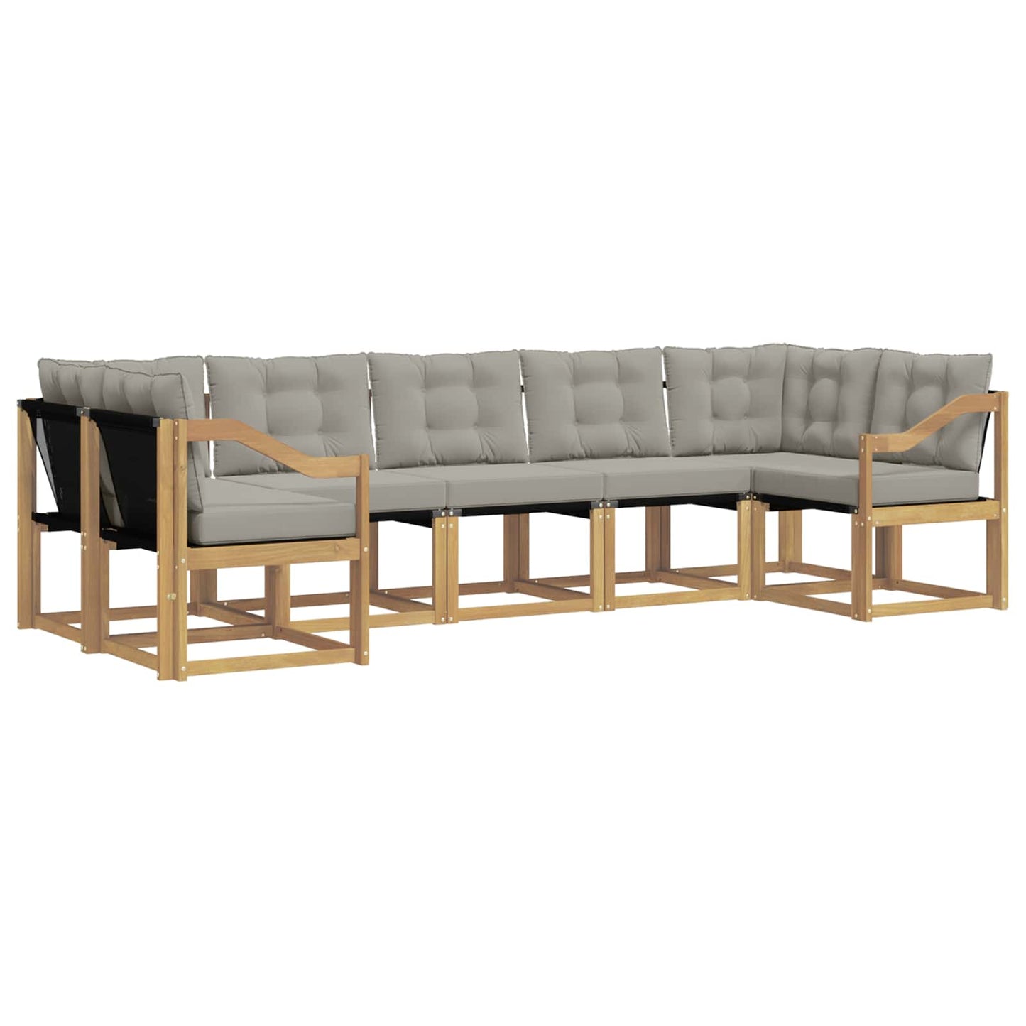vidaXL Σειρά Καναπέ Εξωτερικού 7 pcs Λευκό και Ανοιχτό Γκρι