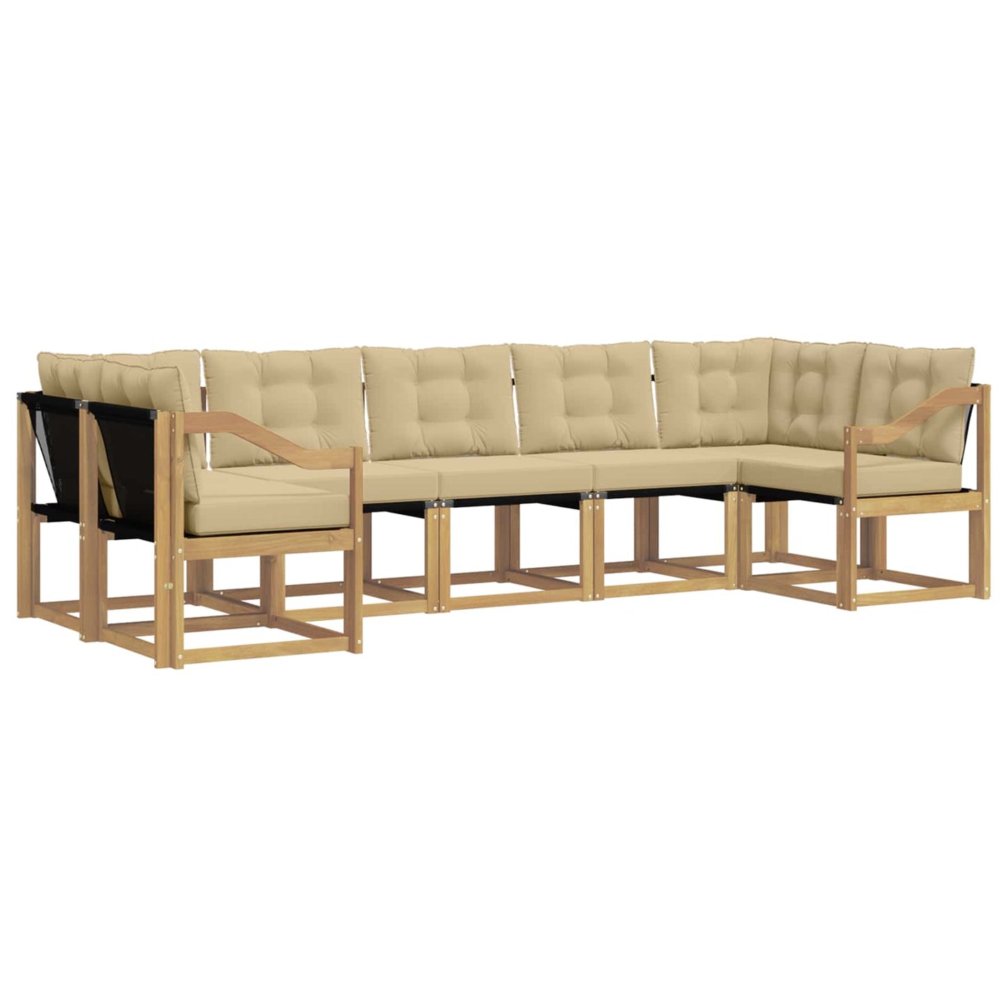 vidaXL Σειρά Καναπέ Εξωτερικού με μαξιλάρι 7 pcs Λευκό και Μπεζ