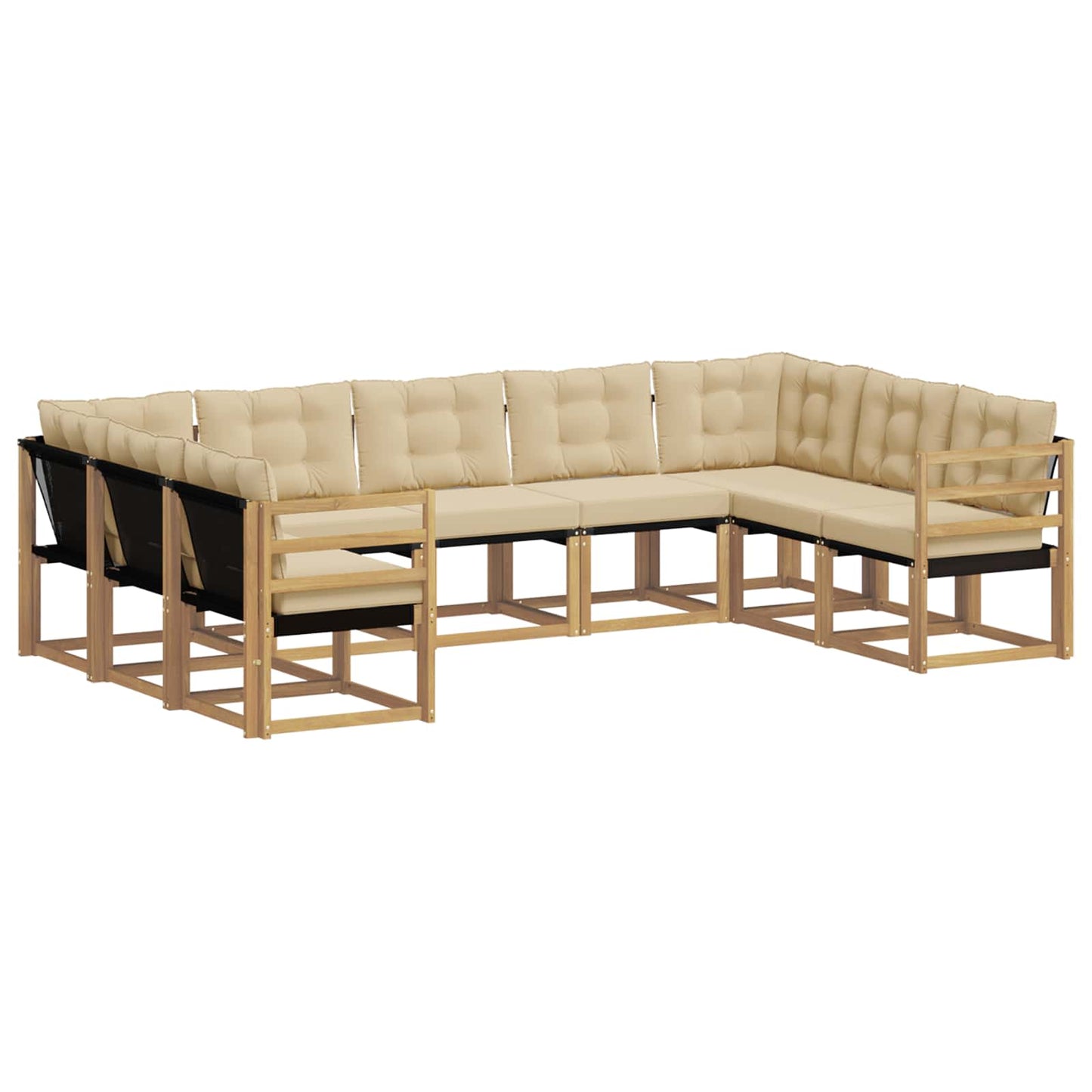 vidaXL Σειρά Καναπέ Εξωτερικού με μαξιλάρι 9 pcs Λευκό και Μπεζ