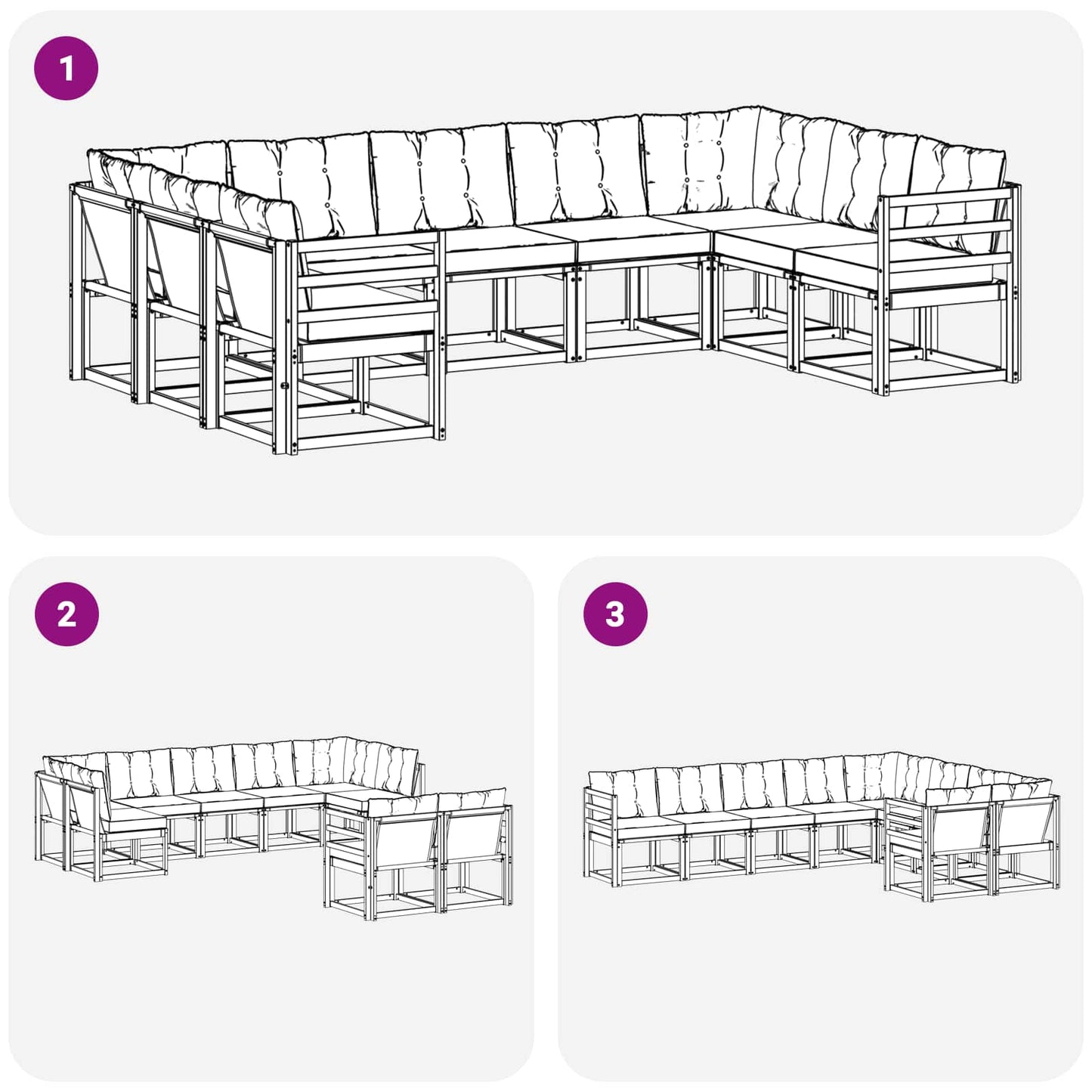vidaXL Σειρά Καναπέ Εξωτερικού με μαξιλάρι 9 pcs Λευκό και Μπεζ