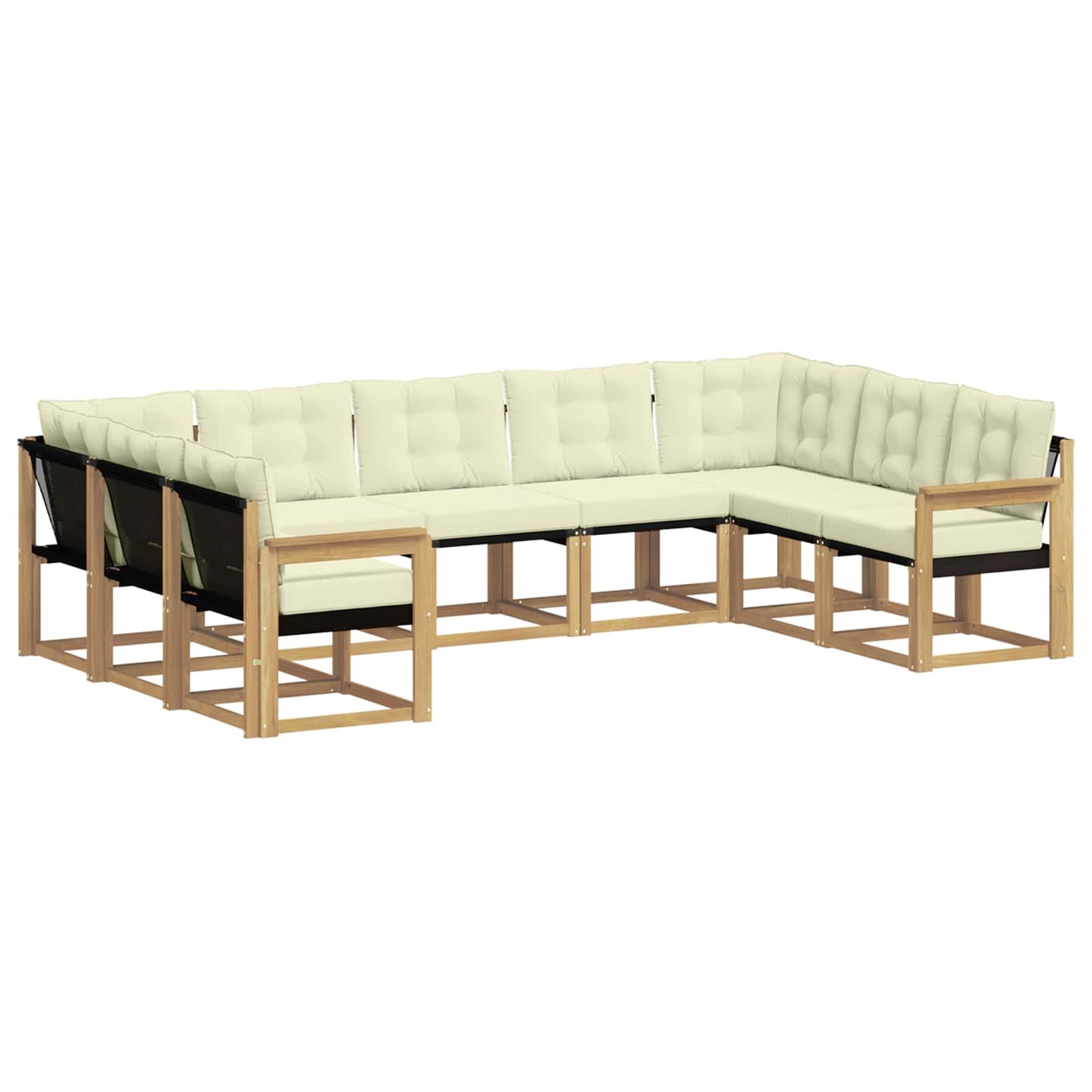 vidaXL Σειρά Καναπέ Εξωτερικού με μαξιλάρι 9 pcs Λευκό και Κρεμ