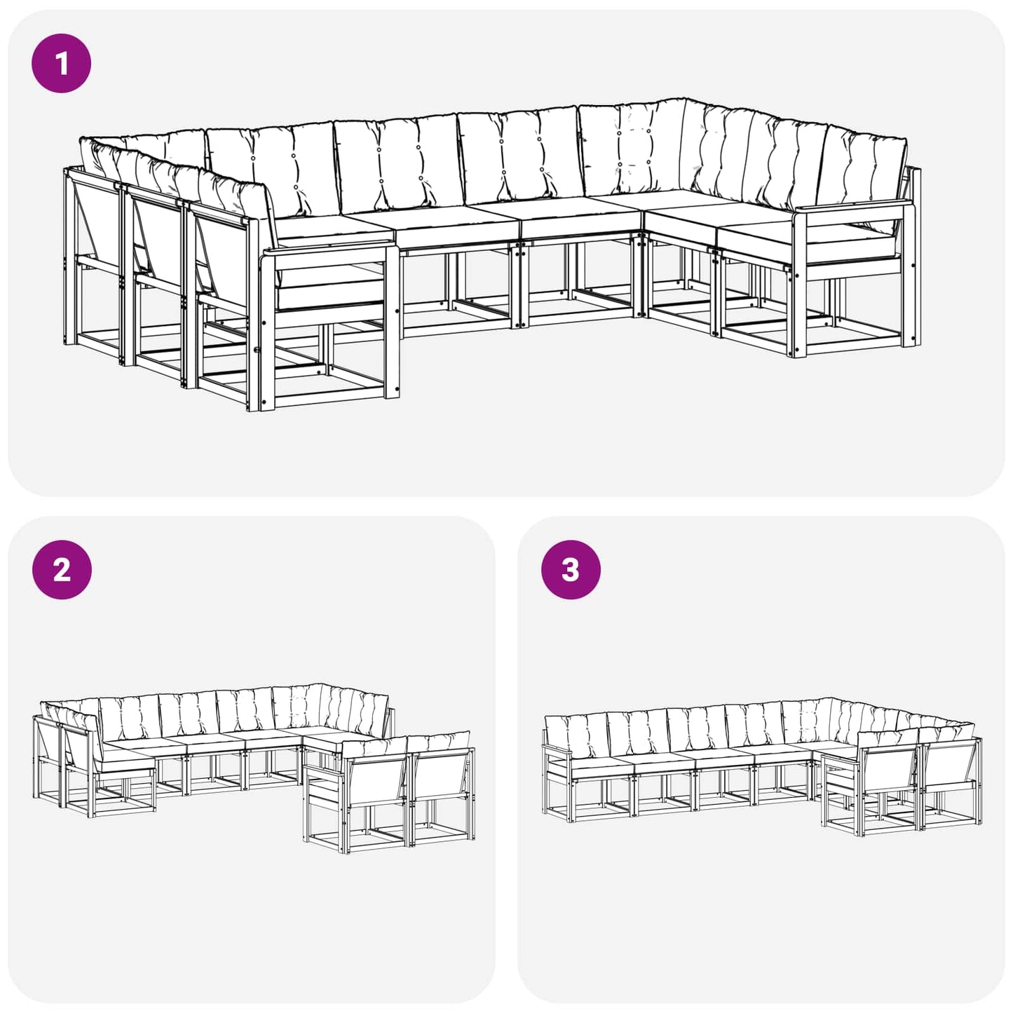 vidaXL Σειρά Καναπέ Εξωτερικού 9 pcs Λευκό και Ανοιχτό Γκρι