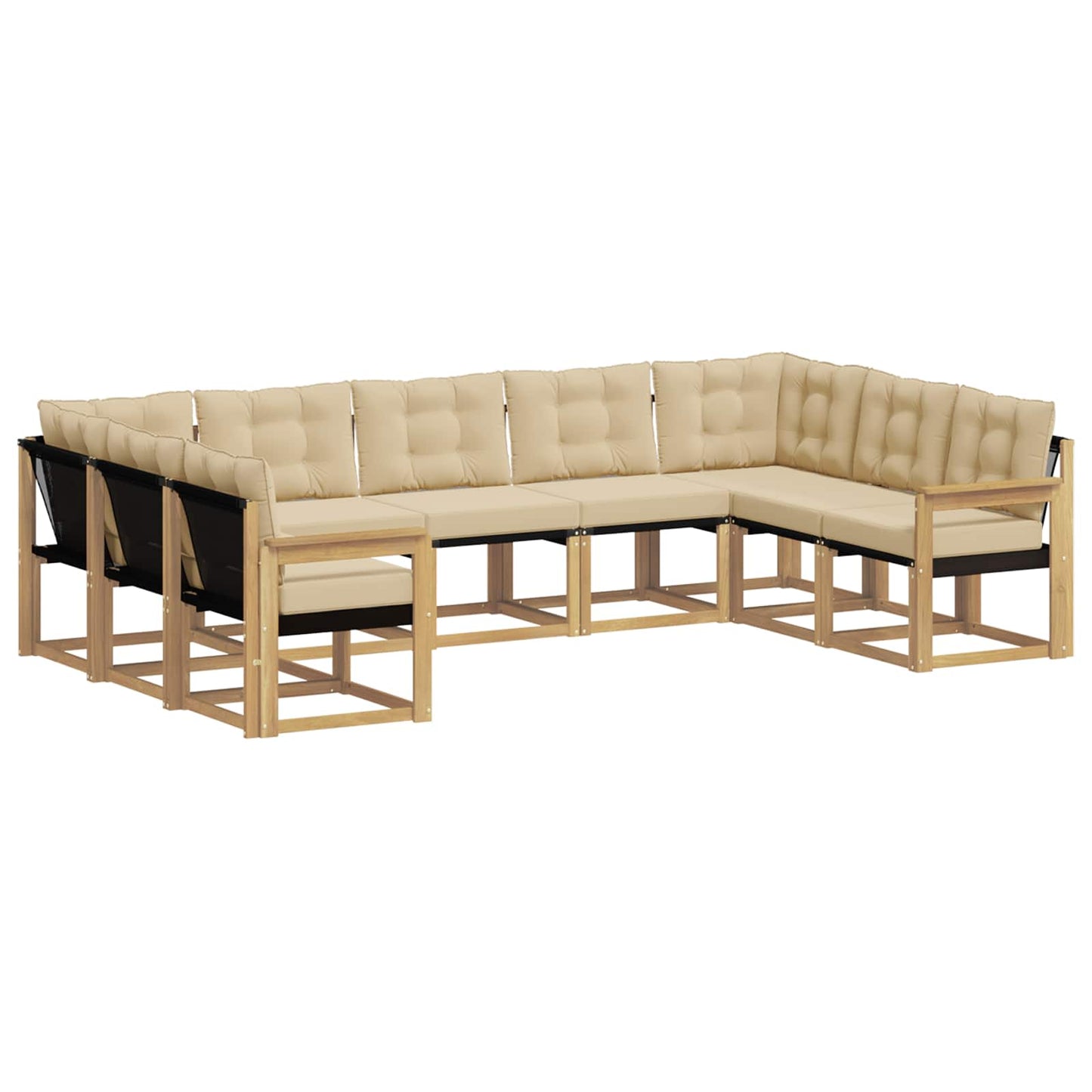 vidaXL Σειρά Καναπέ Εξωτερικού με μαξιλάρι 9 pcs Λευκό και Μπεζ