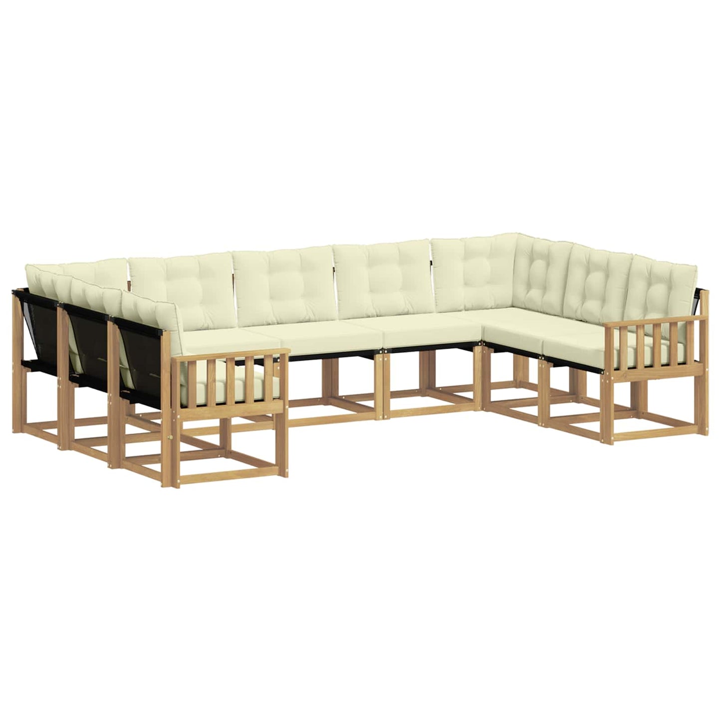 vidaXL Σειρά Καναπέ Εξωτερικού με μαξιλάρι 9 pcs Λευκό και Κρεμ