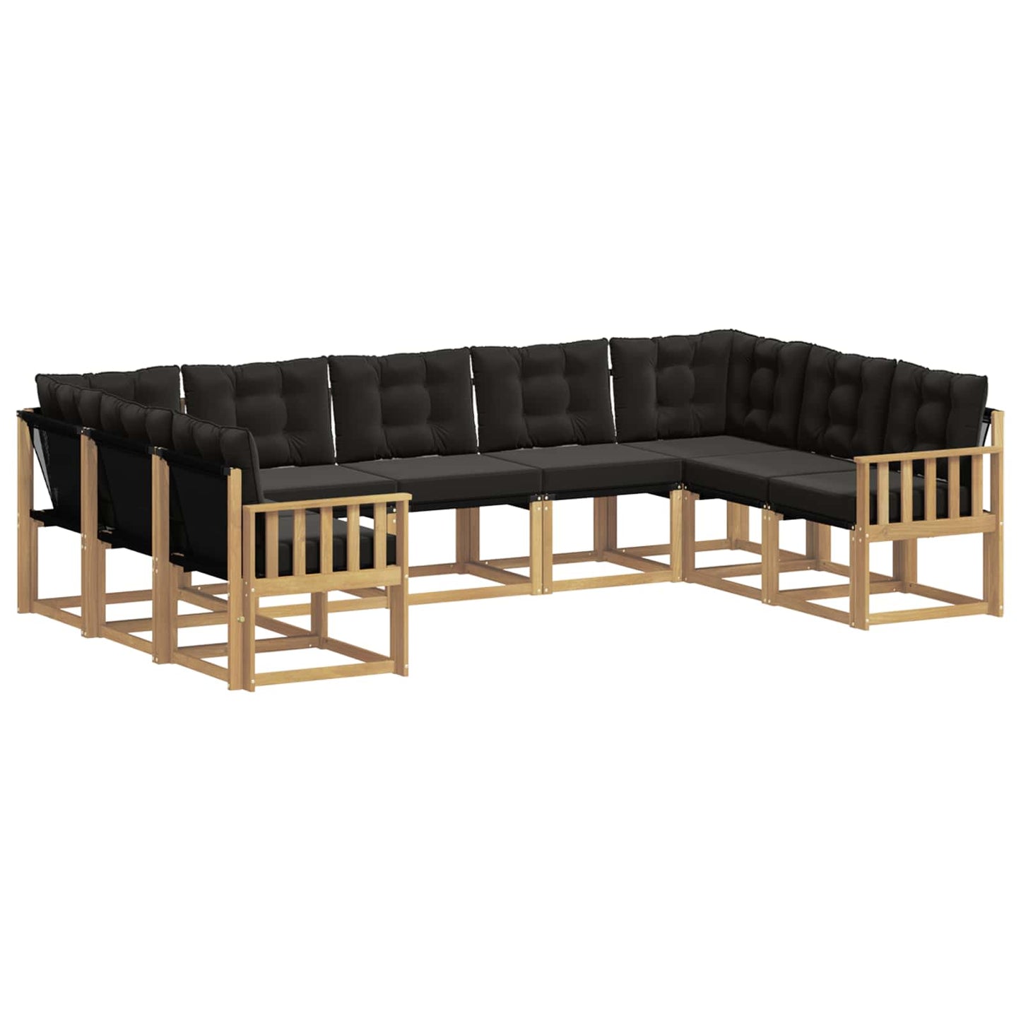 vidaXL Σειρά Καναπέ Εξωτερικού με μαξιλάρι 9 pcs Λευκό και Μαύρο