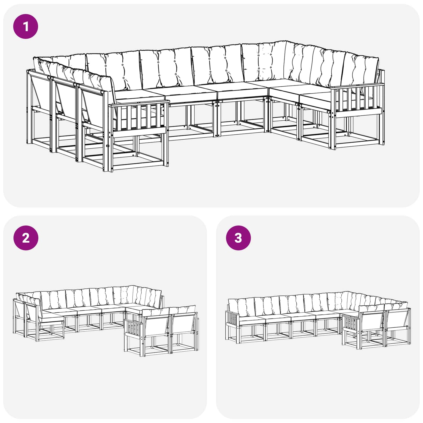 vidaXL Σειρά Καναπέ Εξωτερικού με μαξιλάρι 9 pcs Λευκό και Μαύρο