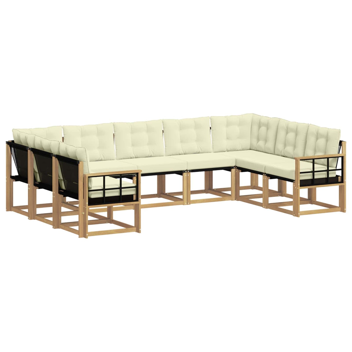 vidaXL Σειρά Καναπέ Εξωτερικού με μαξιλάρι 9 pcs Λευκό και Κρεμ