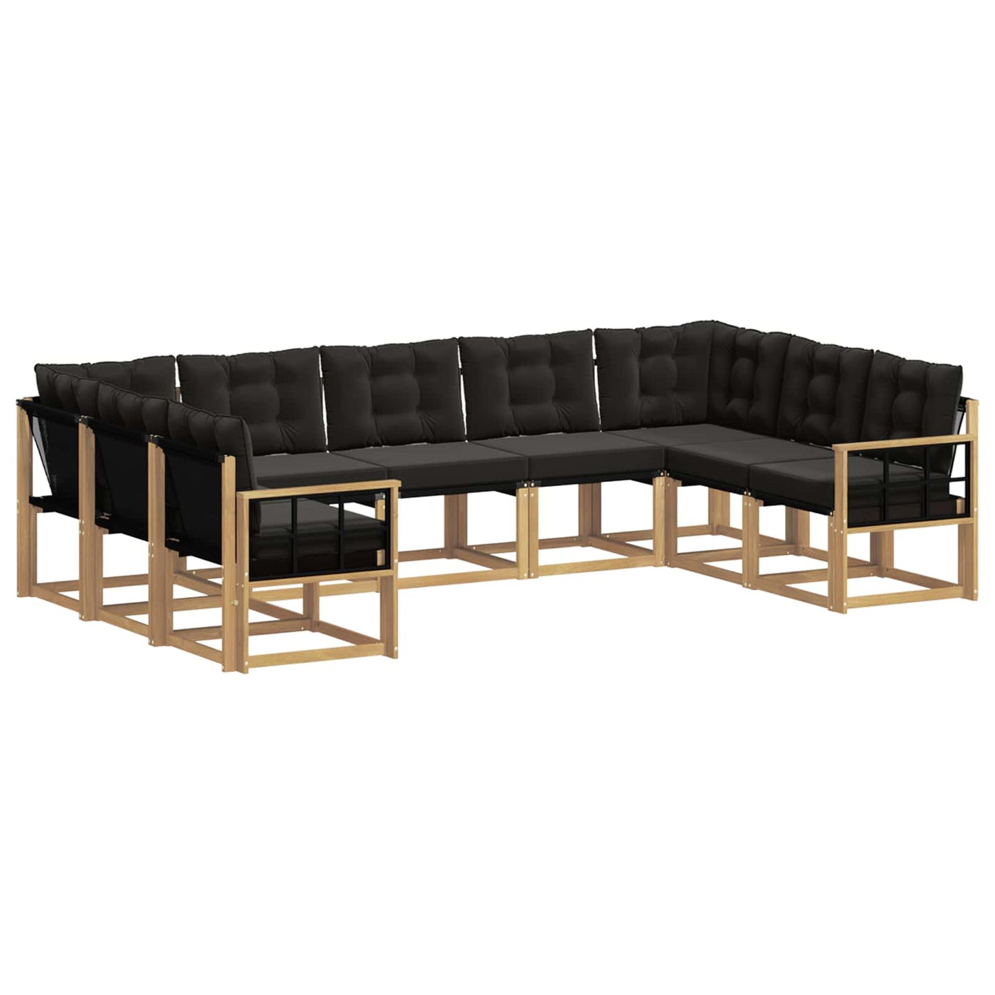 vidaXL Σειρά Καναπέ Εξωτερικού με μαξιλάρι 9 pcs Λευκό και Μαύρο