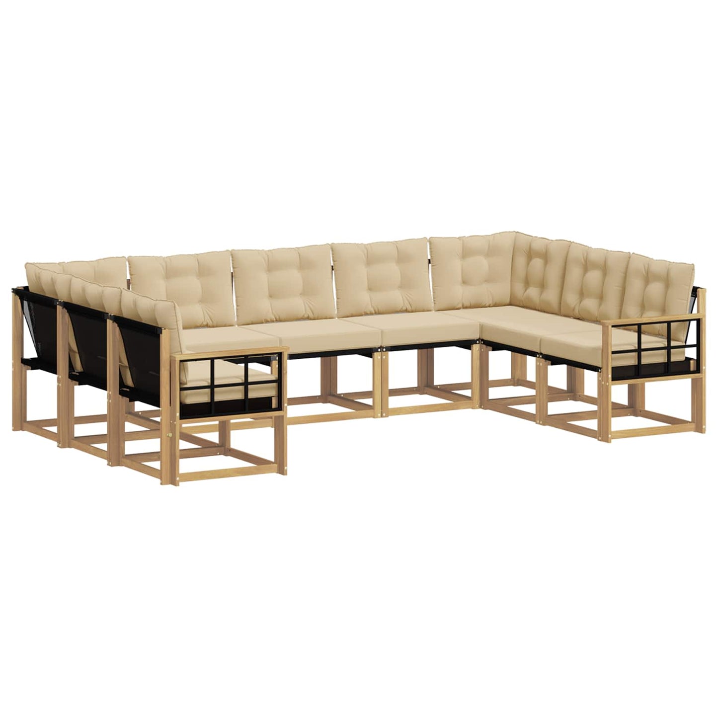 vidaXL Σειρά Καναπέ Εξωτερικού με μαξιλάρι 9 pcs Λευκό και Μπεζ