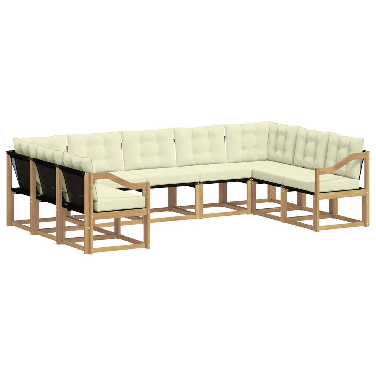 vidaXL Σειρά Καναπέ Εξωτερικού με μαξιλάρι 9 pcs Λευκό και Κρεμ