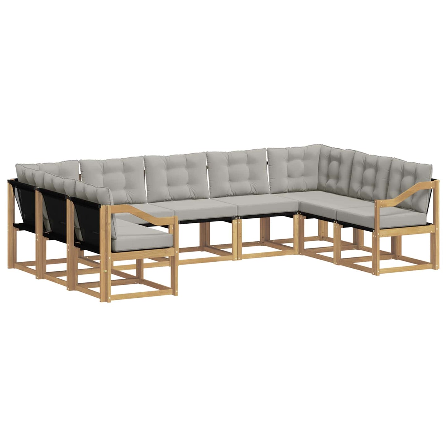 vidaXL Σειρά Καναπέ Εξωτερικού 9 pcs Λευκό και Ανοιχτό Γκρι